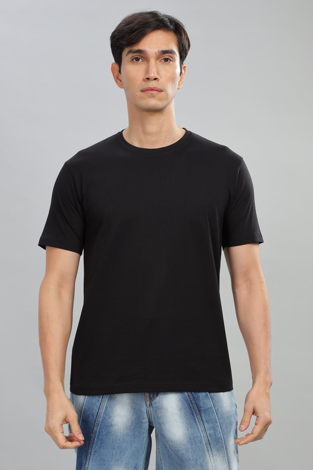 Spice Wardrobe Men’s Black Cotton T-Shirt 100% Pure Cotton | Comfortable Regular Fit for Casual & Active Wear
