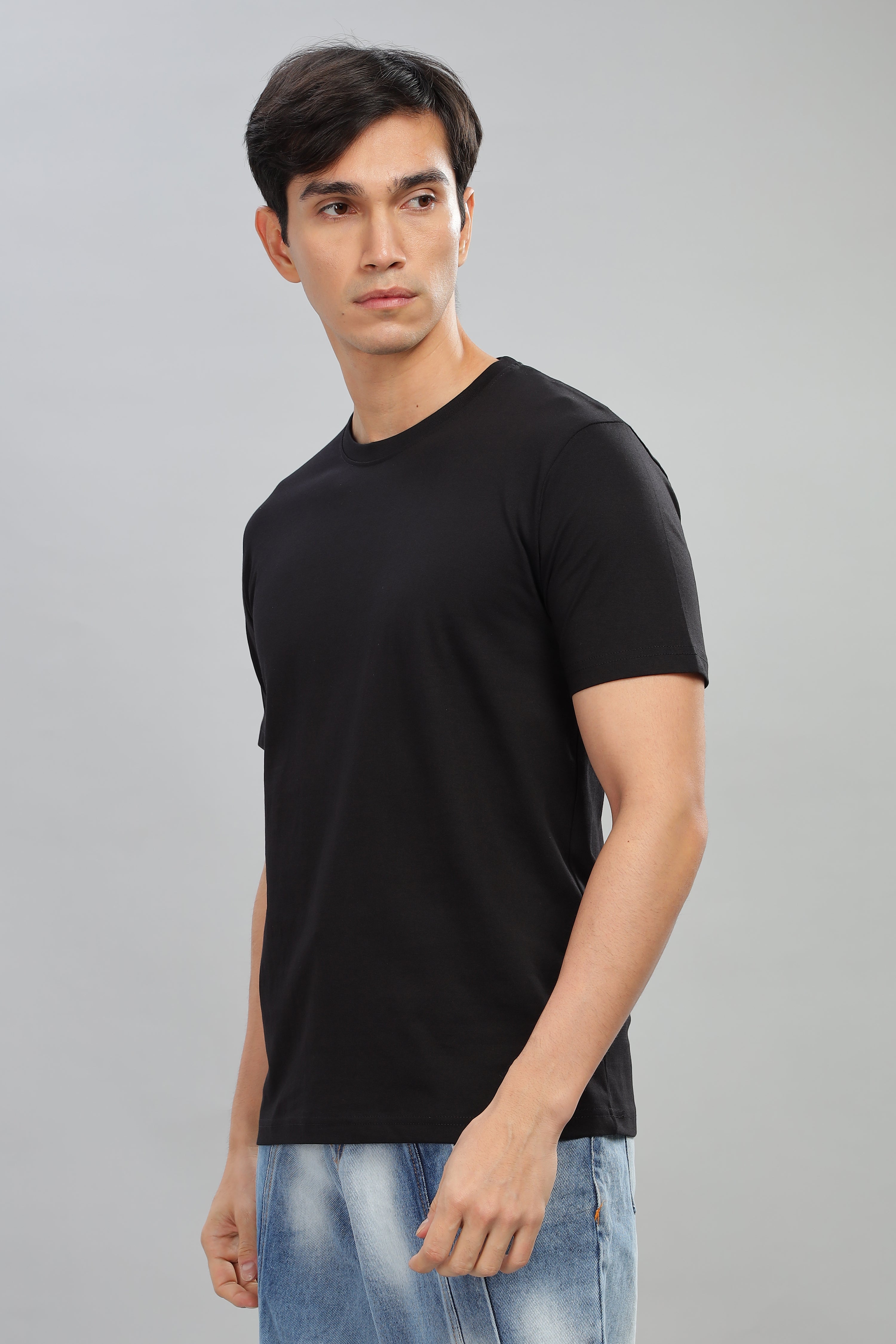 Spice Wardrobe Men’s Black Cotton T-Shirt 100% Pure Cotton | Comfortable Regular Fit for Casual & Active Wear