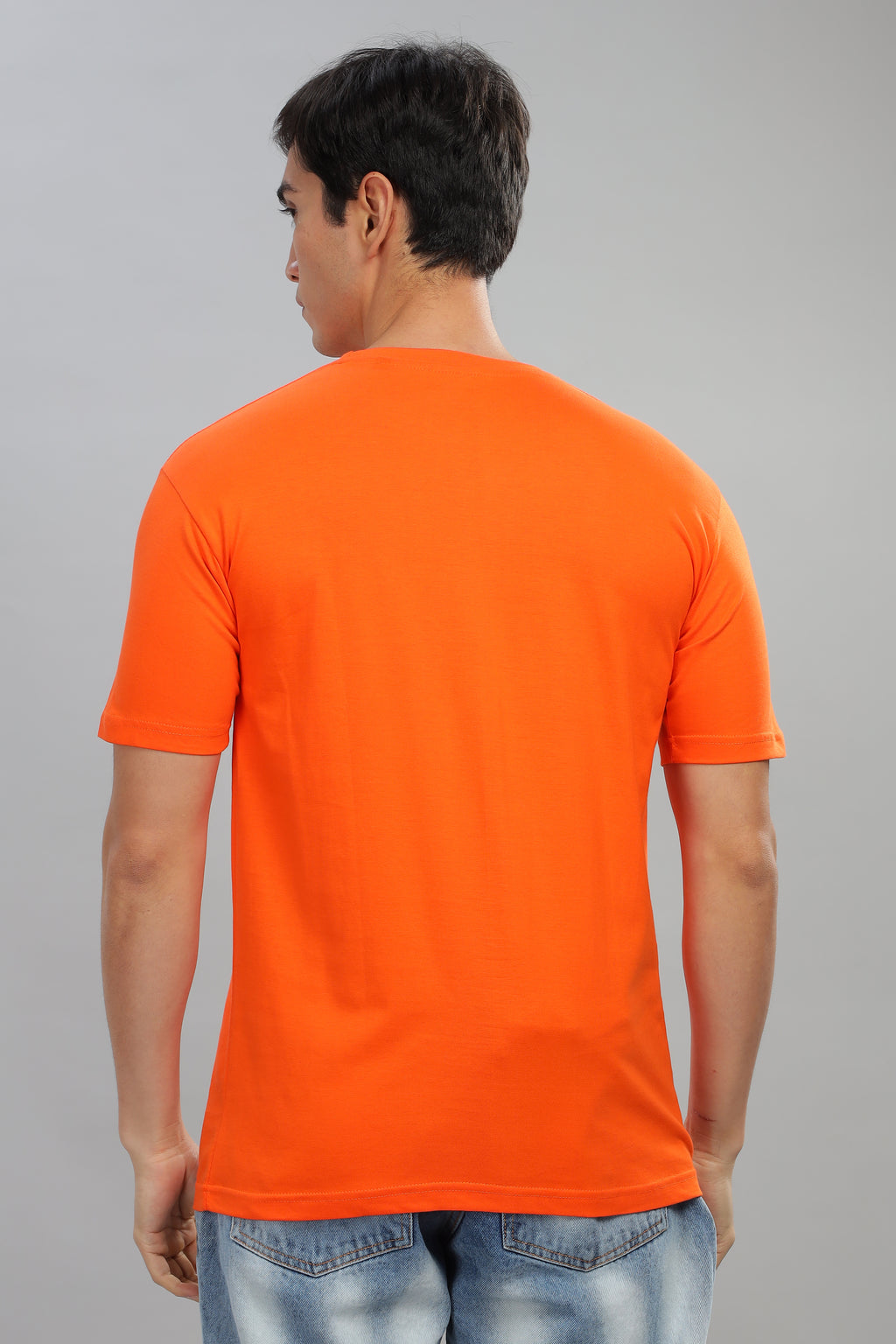 Spice Wardrobe Men’s Orange Premium Cotton Printed T-Shirt 100% Pure Cotton | Comfortable Regular Fit for Casual & Active Wear