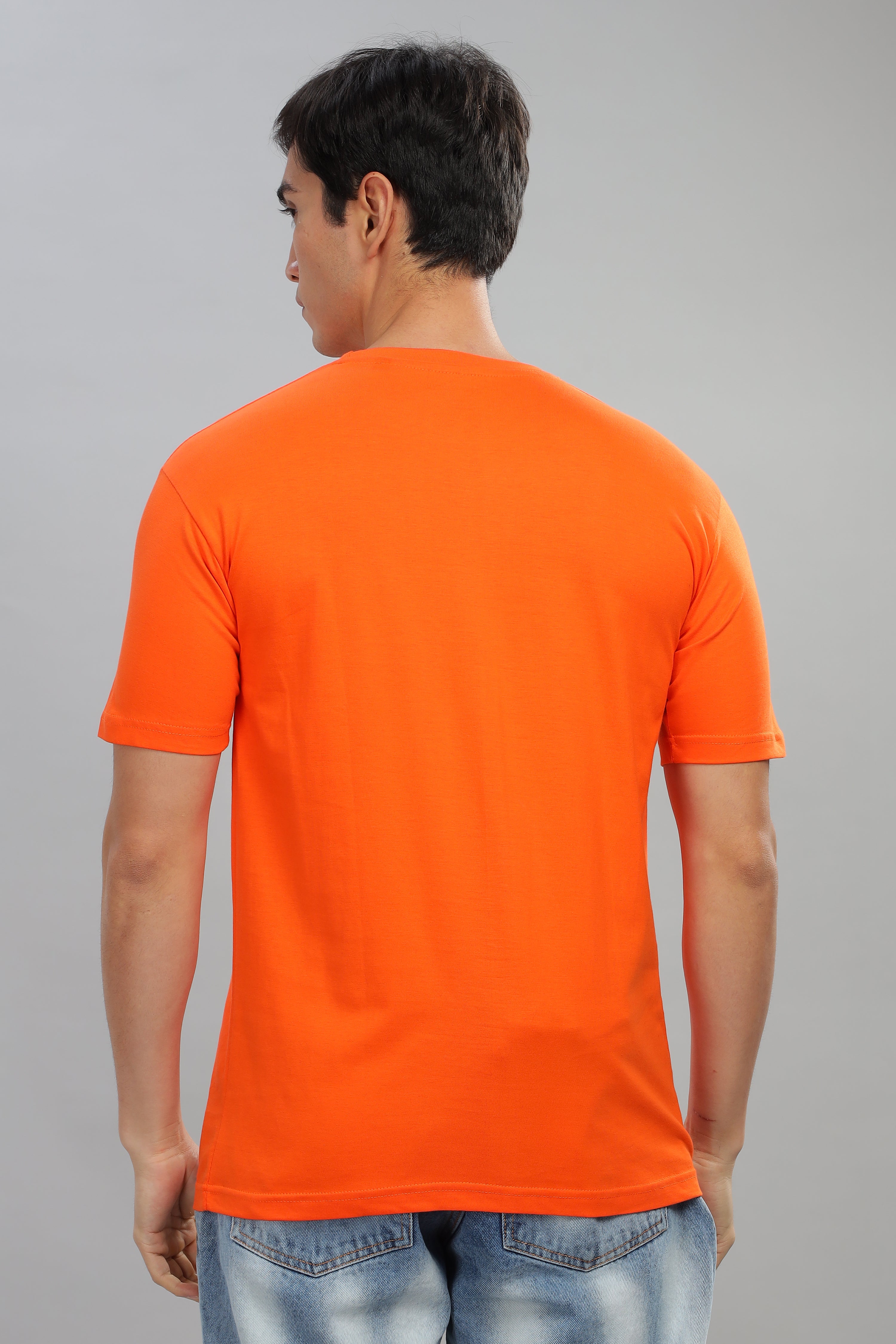 Spice Wardrobe Men’s Orange Premium Cotton Printed T-Shirt 100% Pure Cotton | Comfortable Regular Fit for Casual & Active Wear