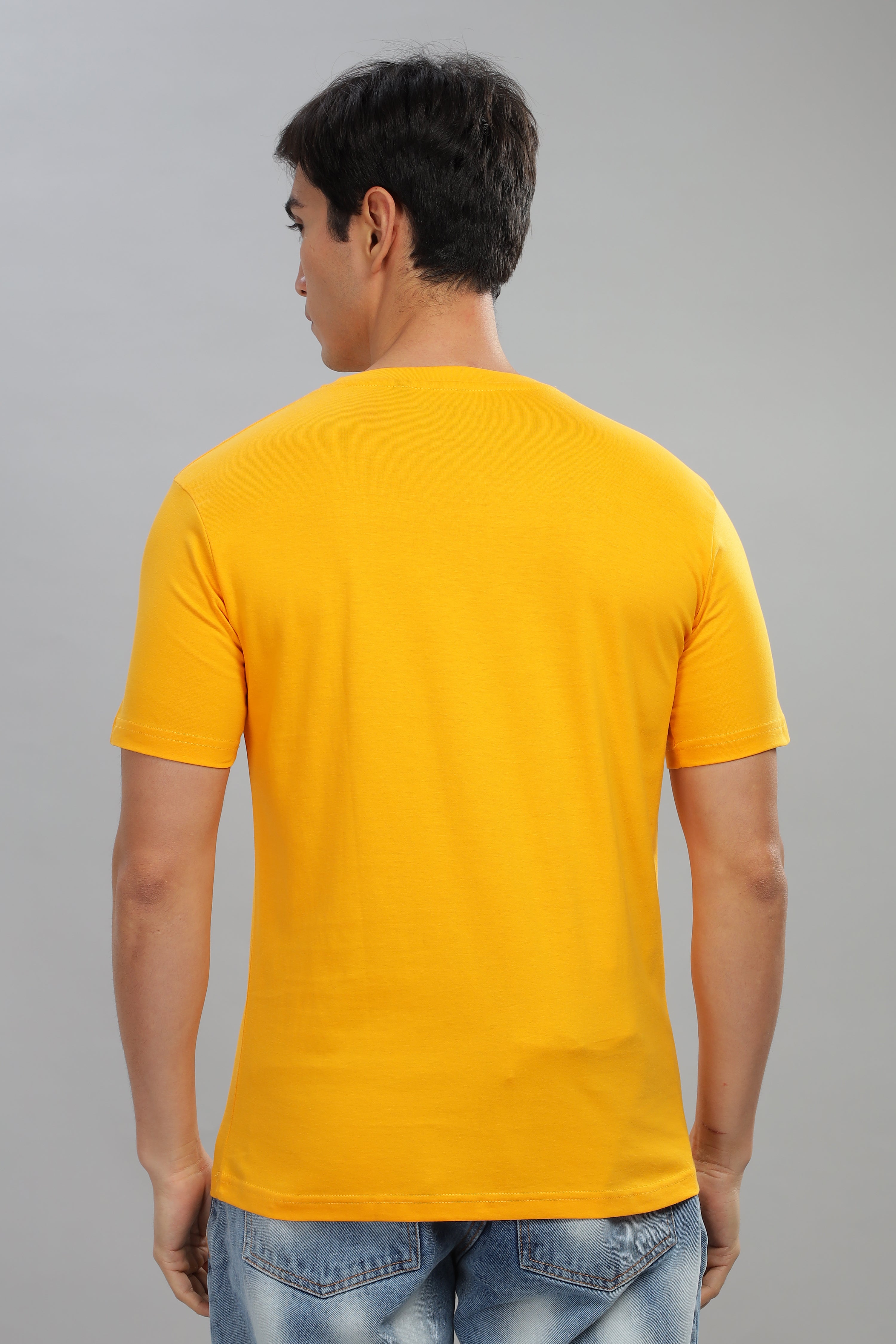 Spice Wardrobe Men’s Yellow Cotton T-Shirt 100% Pure Cotton | Comfortable Regular Fit for Casual & Active Wear