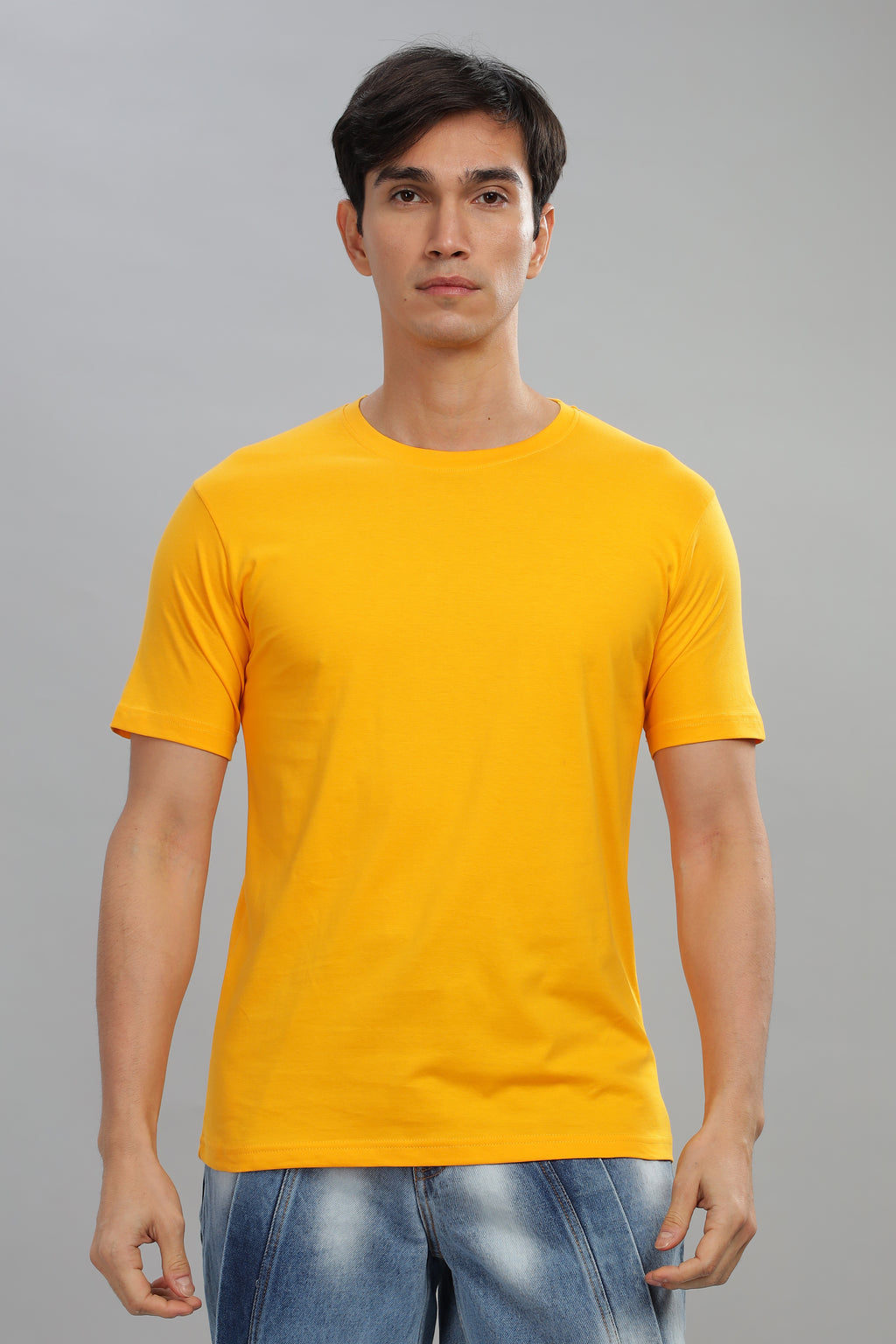 Spice Wardrobe Men’s Yellow Cotton T-Shirt 100% Pure Cotton | Comfortable Regular Fit for Casual & Active Wear