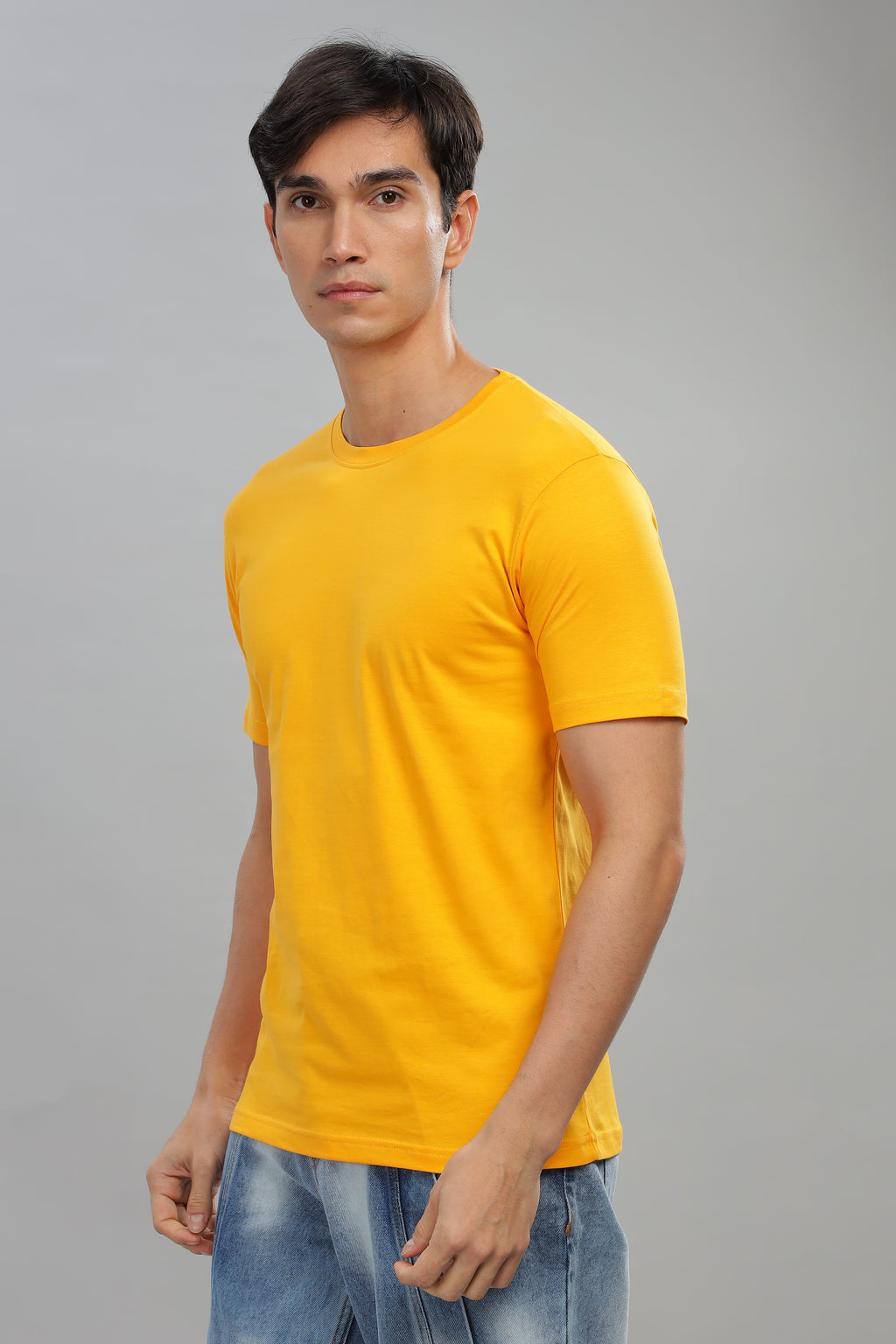 Spice Wardrobe Men’s Yellow Cotton T-Shirt 100% Pure Cotton | Comfortable Regular Fit for Casual & Active Wear