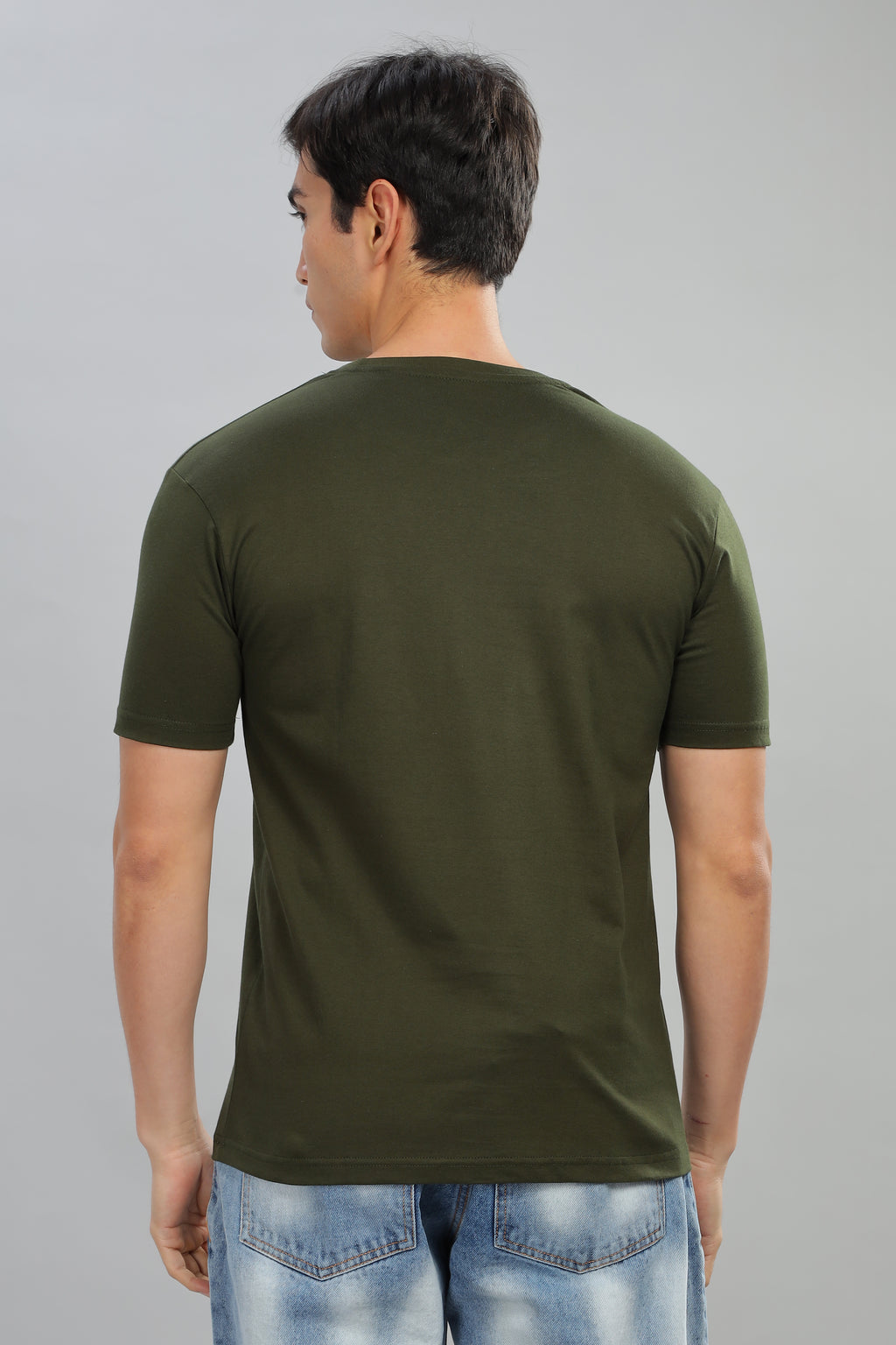 Spice Wardrobe Men’s Olive Premium Cotton Printed T-Shirt 100% Pure Cotton | Comfortable Regular Fit for Casual & Active Wear