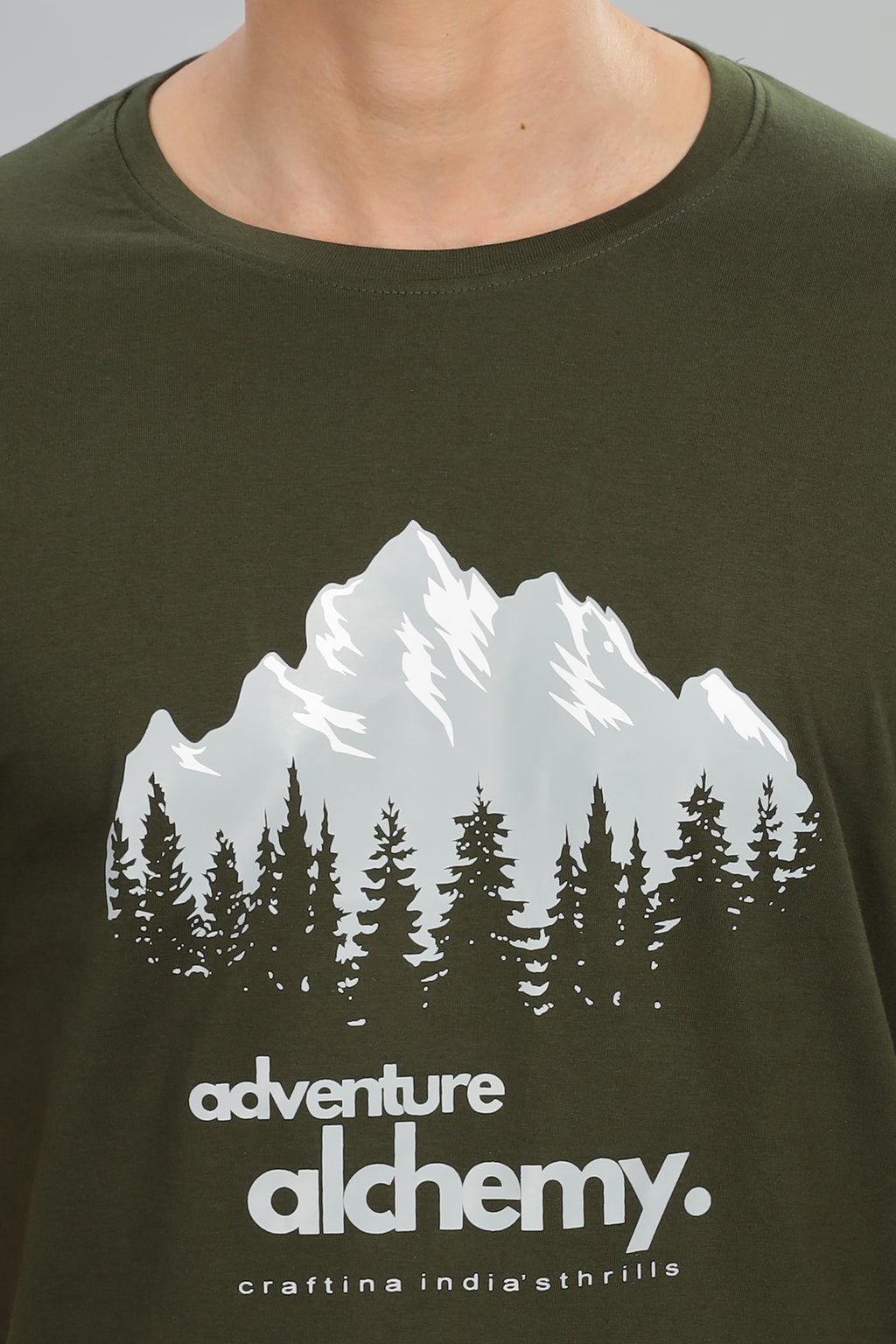 Spice Wardrobe Men’s Olive Premium Cotton Printed T-Shirt 100% Pure Cotton | Comfortable Regular Fit for Casual & Active Wear