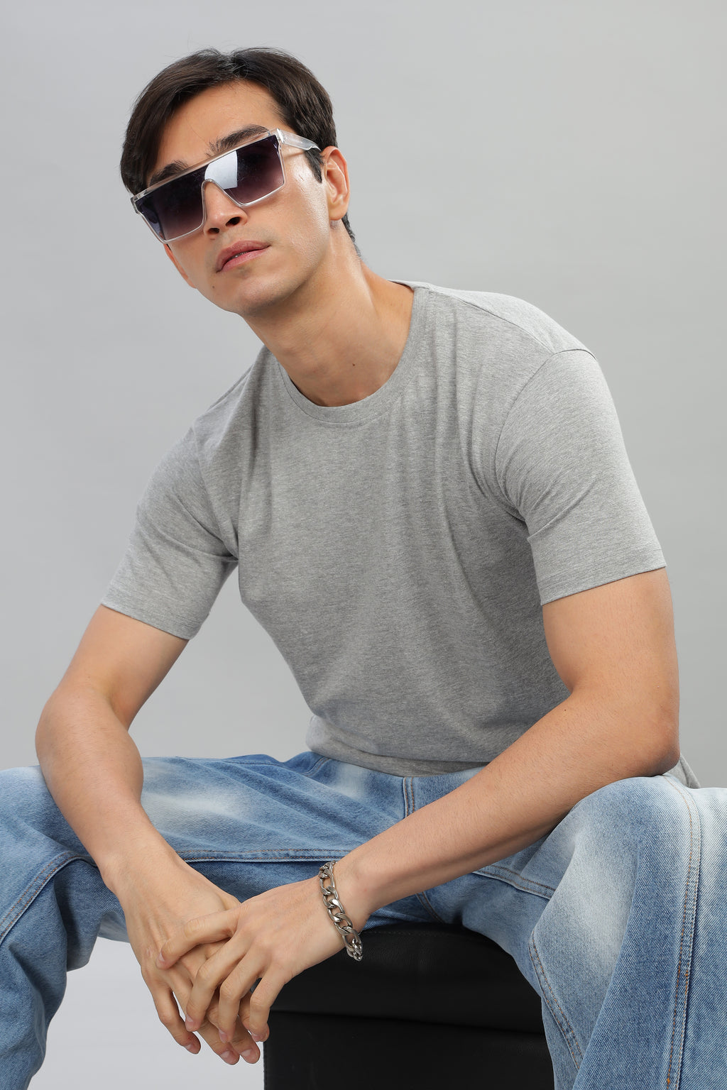Spice Wardrobe Men’s Light Gray Cotton T-Shirt 100% Pure Cotton | Comfortable Regular Fit for Casual & Active Wear (Copy)