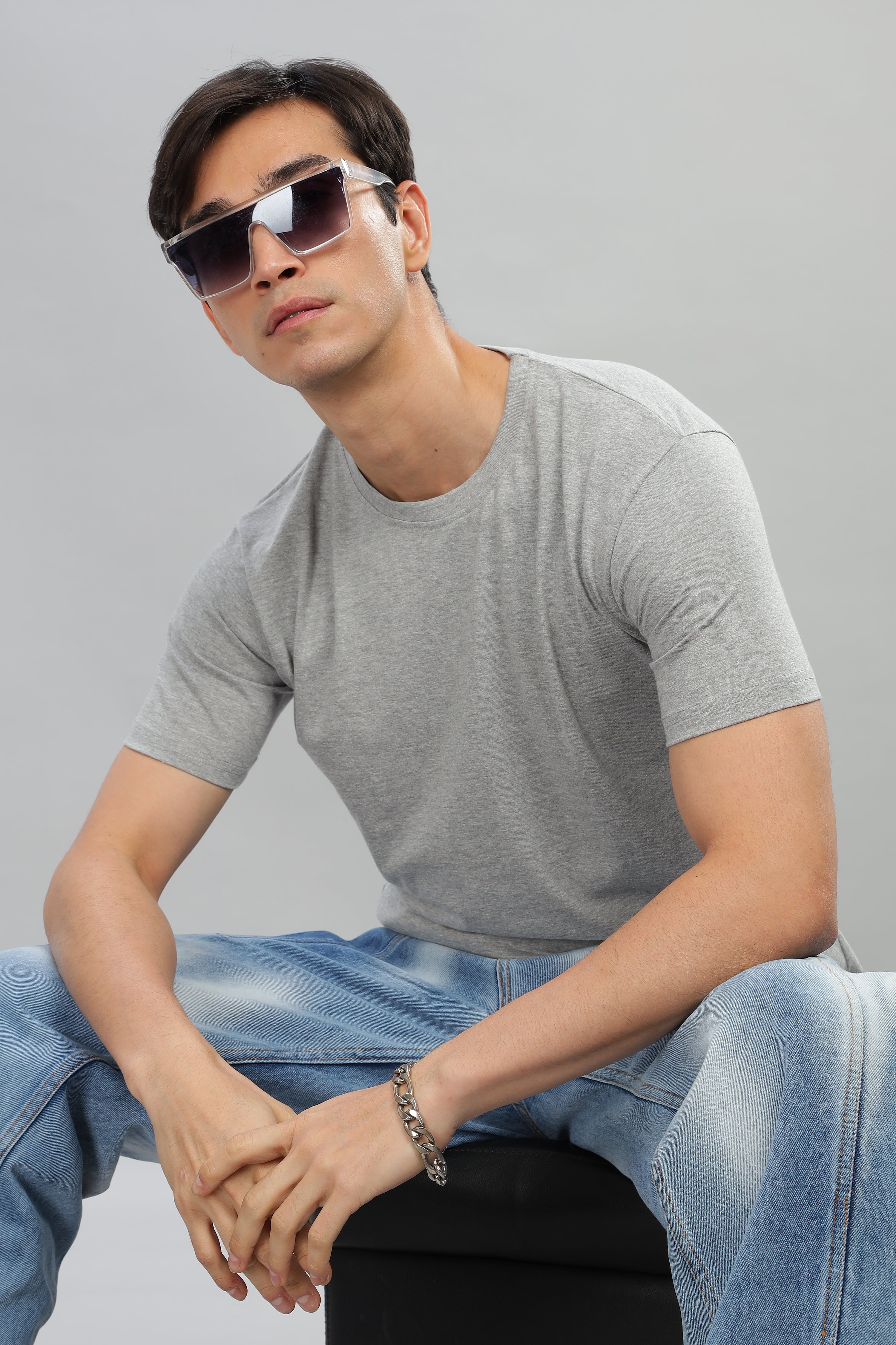 Spice Wardrobe Men’s Light Gray Cotton T-Shirt 100% Pure Cotton | Comfortable Regular Fit for Casual & Active Wear (Copy)