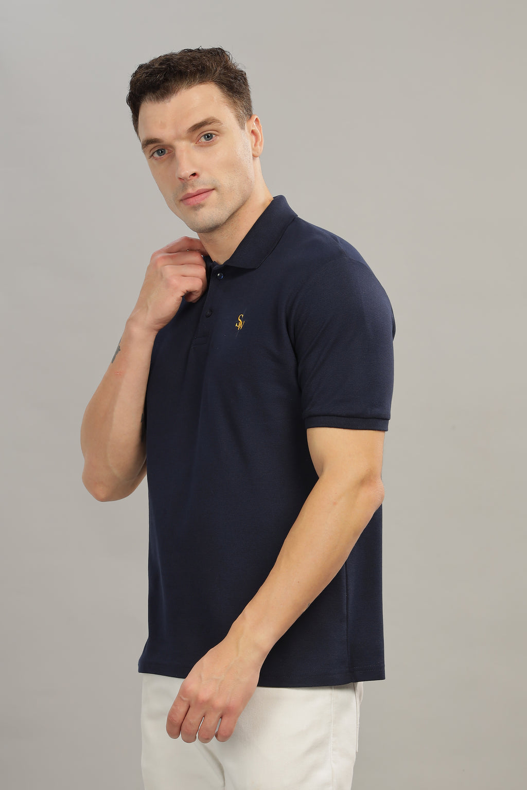 Spice Wardrobe Blue 100% Cotton Premium Polo T-Shirt - Style, Comfort, and Durability