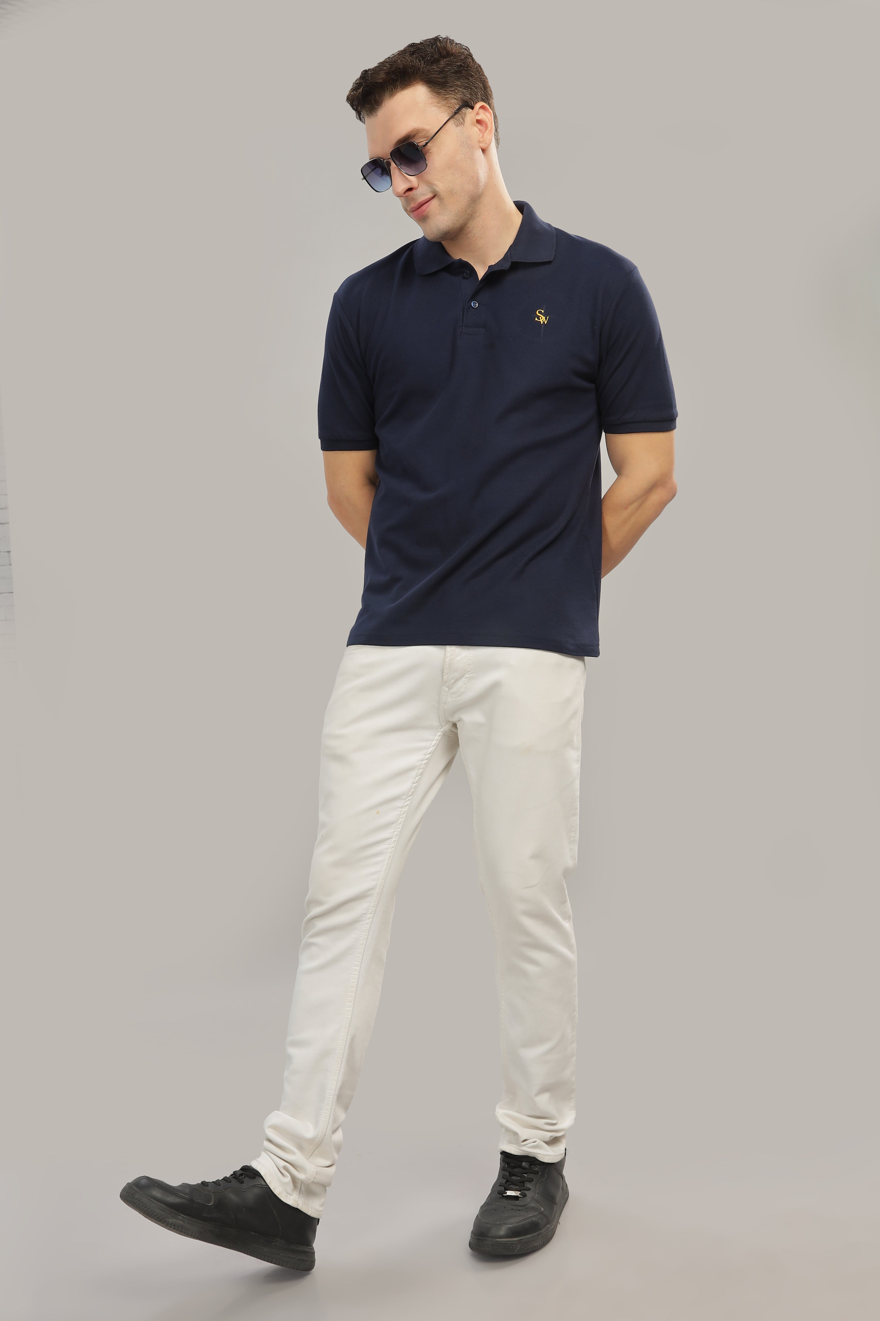 Spice Wardrobe Blue 100% Cotton Premium Polo T-Shirt - Style, Comfort, and Durability