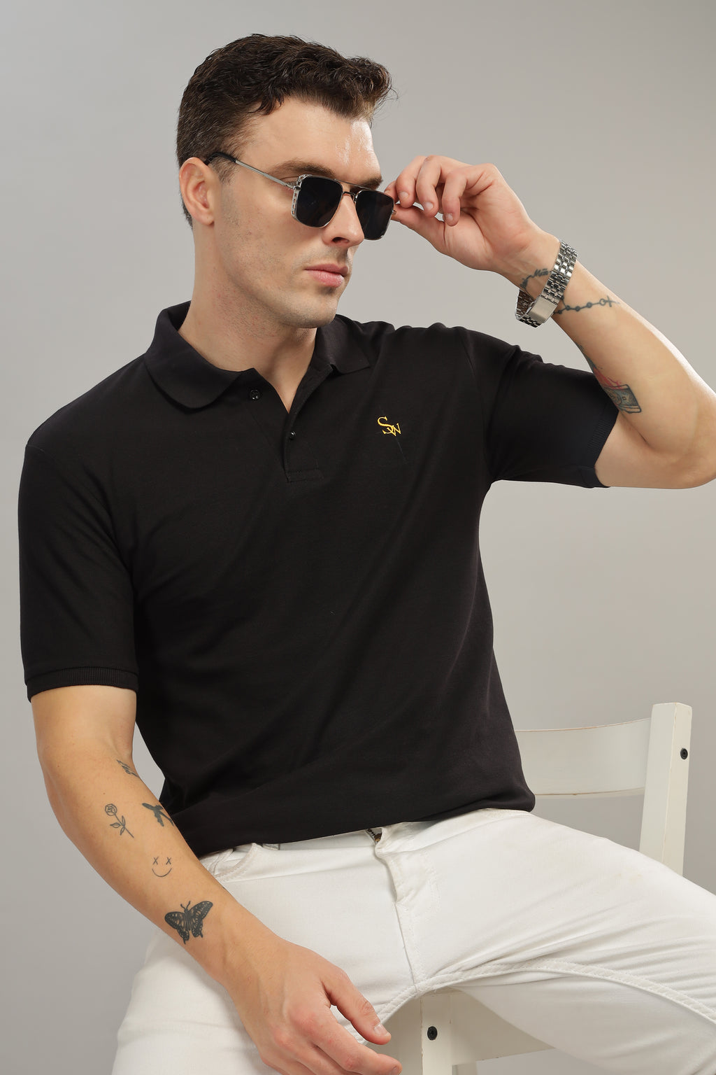 Spice Wardrobe Black 100% Cotton Premium Polo T-Shirt - Style, Comfort, and Durability