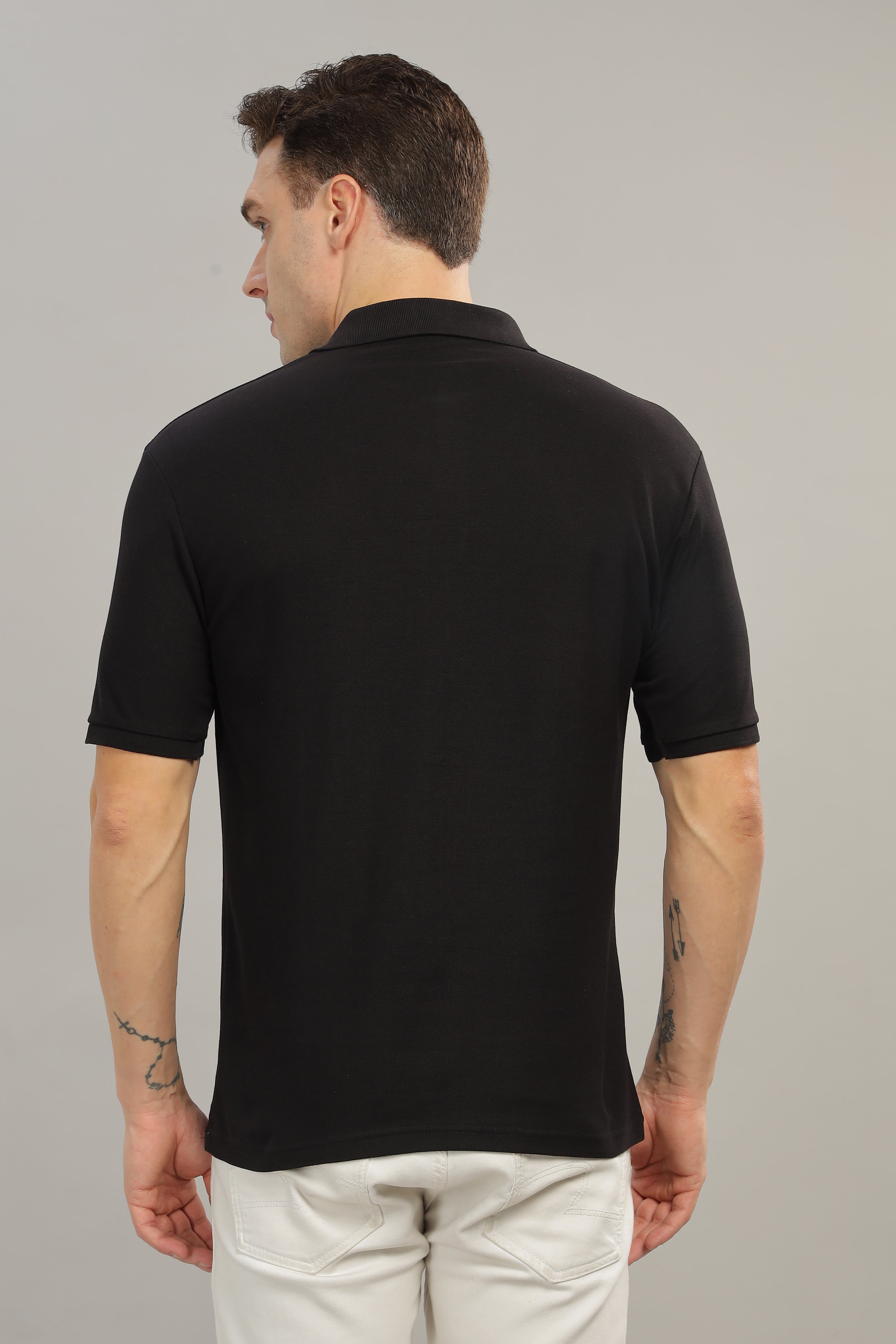 Spice Wardrobe Black 100% Cotton Premium Polo T-Shirt - Style, Comfort, and Durability
