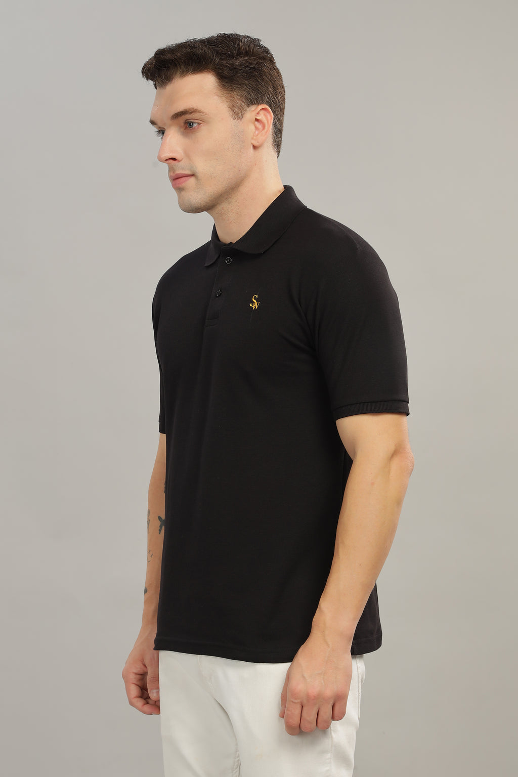 Spice Wardrobe Black 100% Cotton Premium Polo T-Shirt - Style, Comfort, and Durability