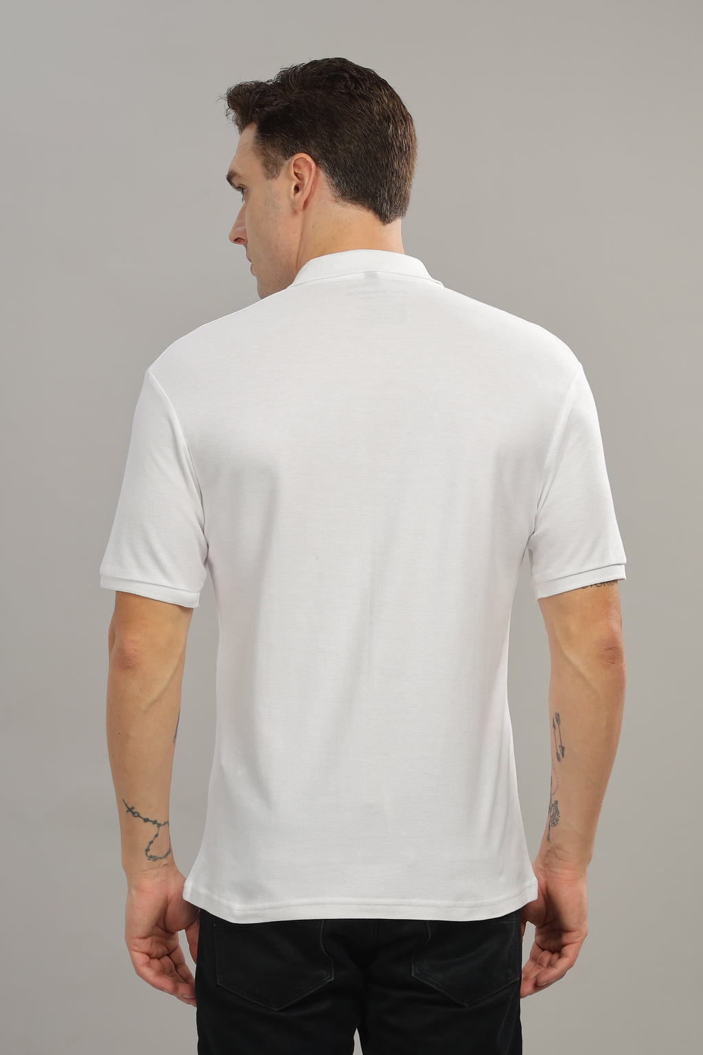 Spice Wardrobe White 100% Cotton Premium Polo T-Shirt - Style, Comfort, and Durability