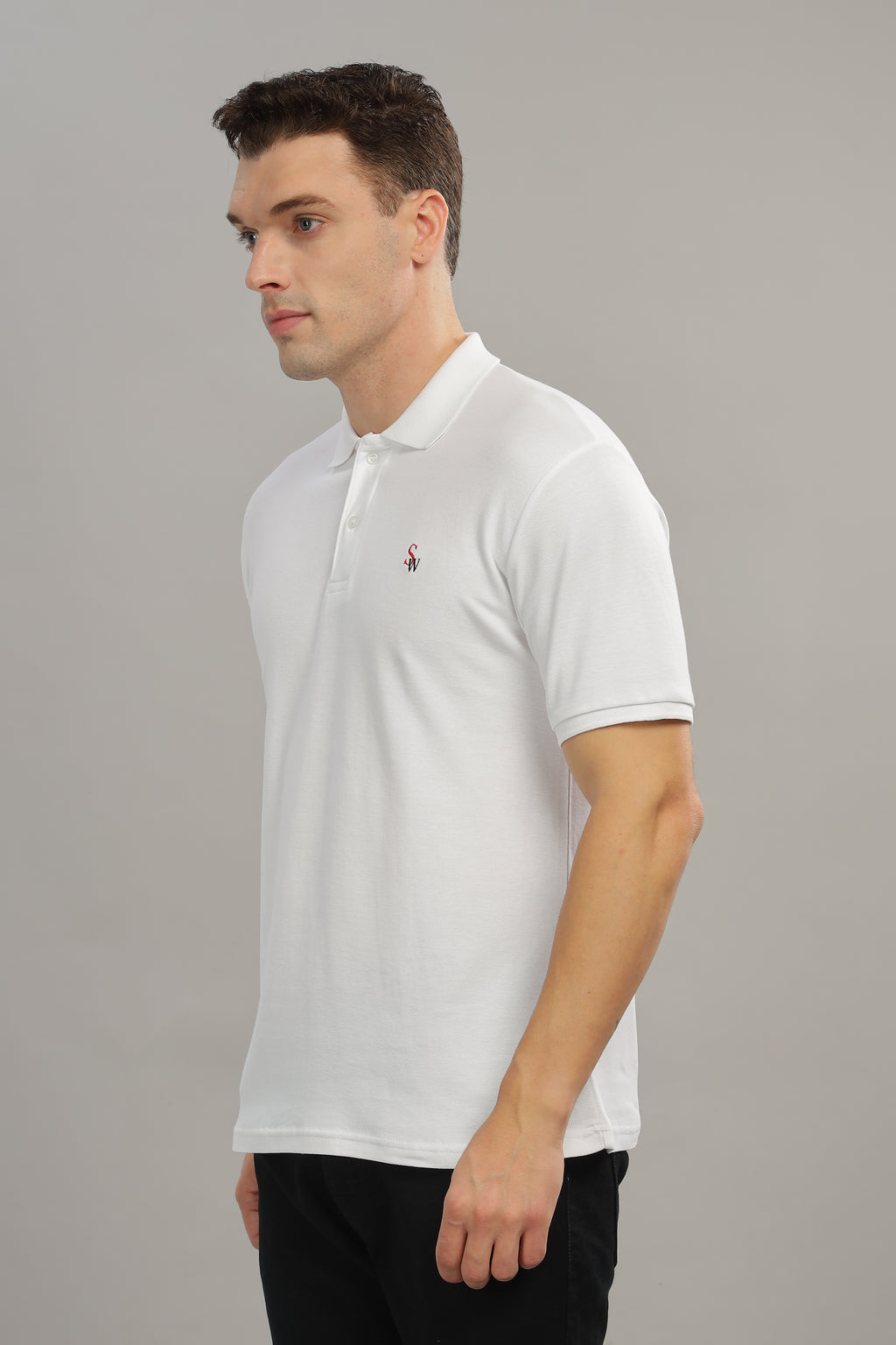 Spice Wardrobe White 100% Cotton Premium Polo T-Shirt - Style, Comfort, and Durability