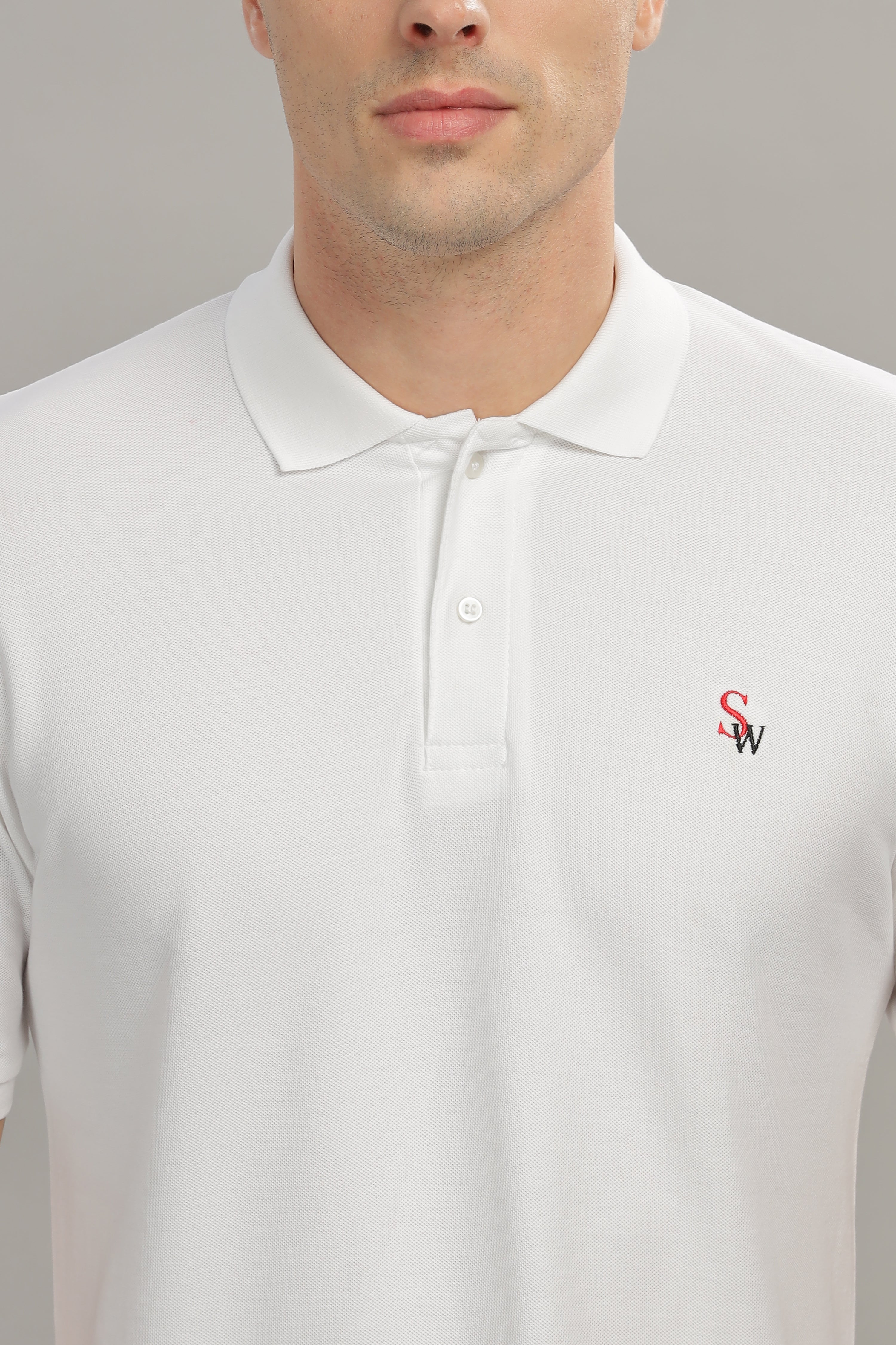 Spice Wardrobe White 100% Cotton Premium Polo T-Shirt - Style, Comfort, and Durability
