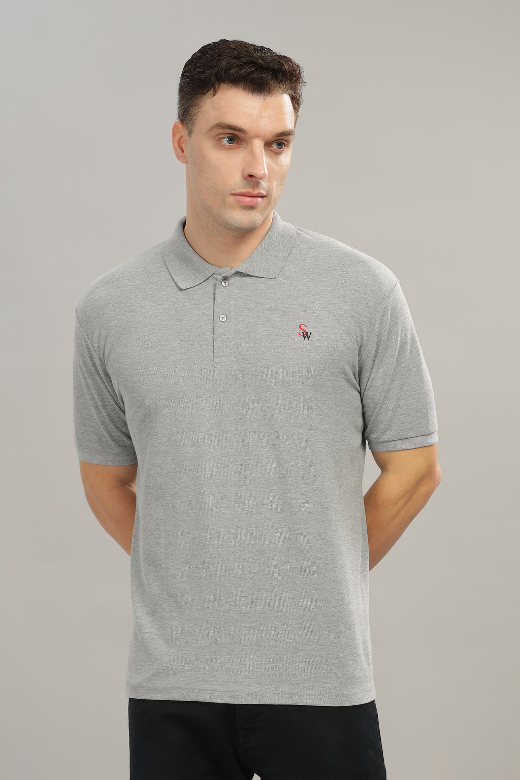 Spice Wardrobe Gray 100% Cotton Premium Polo T-Shirt - Style, Comfort, and Durability