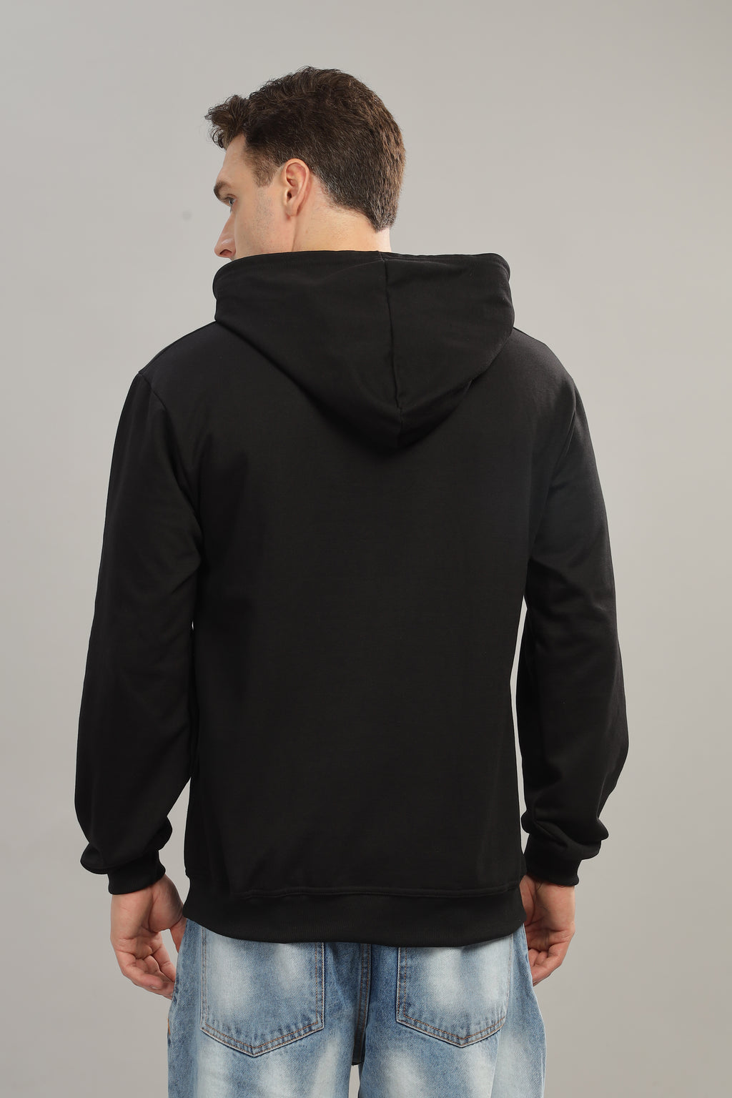 Spice Wardrobe Black Printed Hoodie for Men/Women || Casual Regular Wear Printed Solid Cotton Fleece Hoodie Sweatshirt