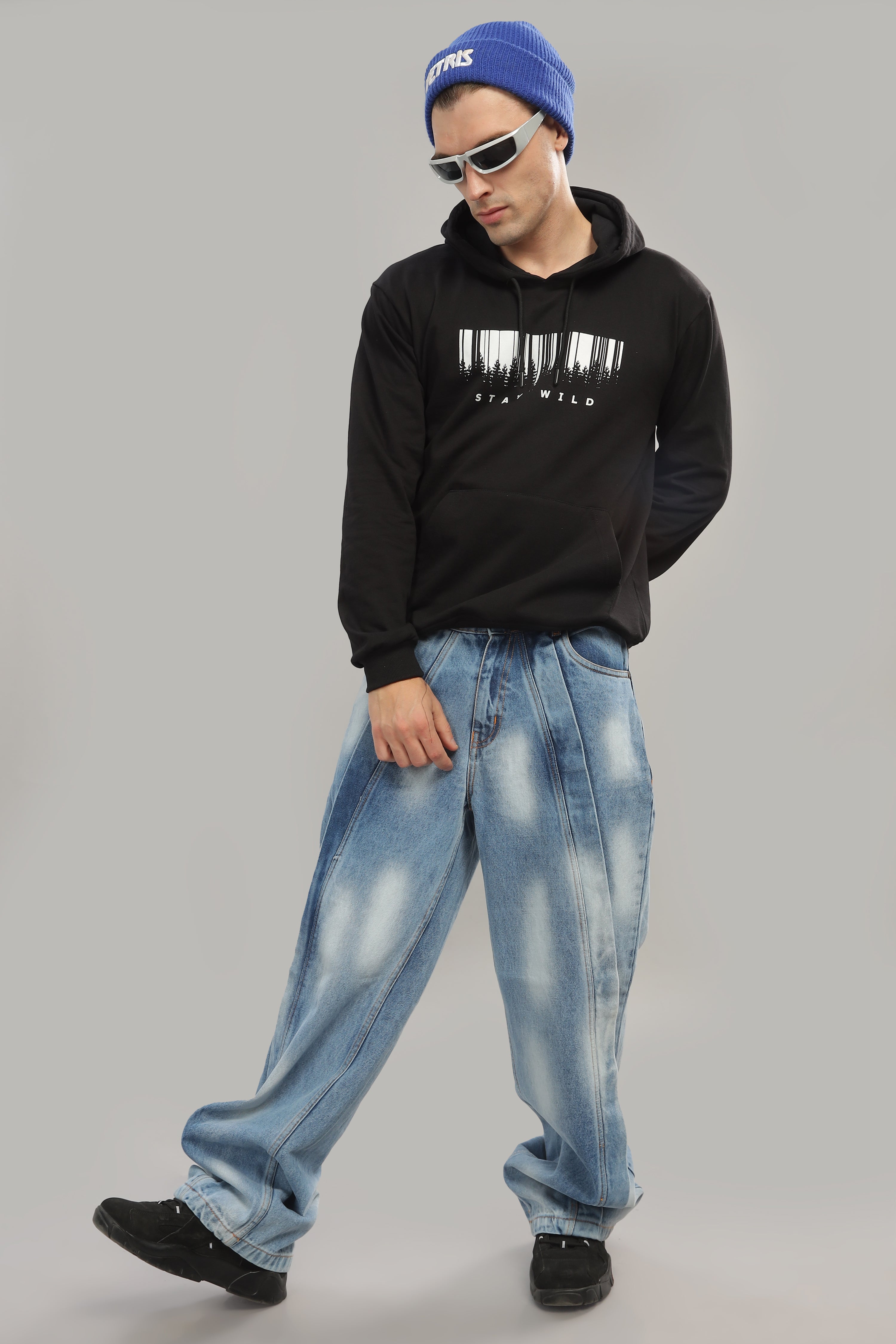 Spice Wardrobe Black Printed Hoodie for Men/Women || Casual Regular Wear Printed Solid Cotton Fleece Hoodie Sweatshirt