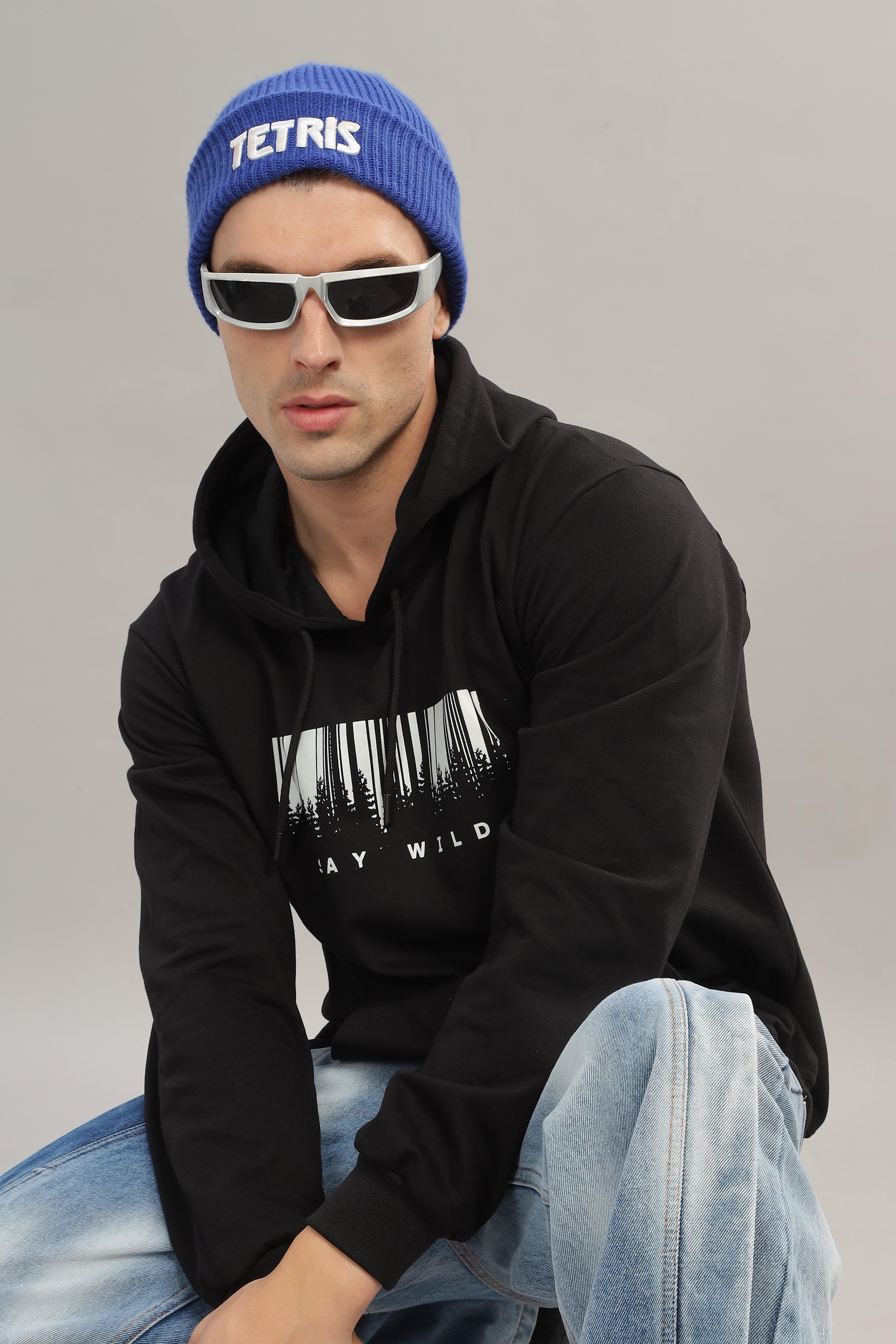 Spice Wardrobe Black Printed Hoodie for Men/Women || Casual Regular Wear Printed Solid Cotton Fleece Hoodie Sweatshirt