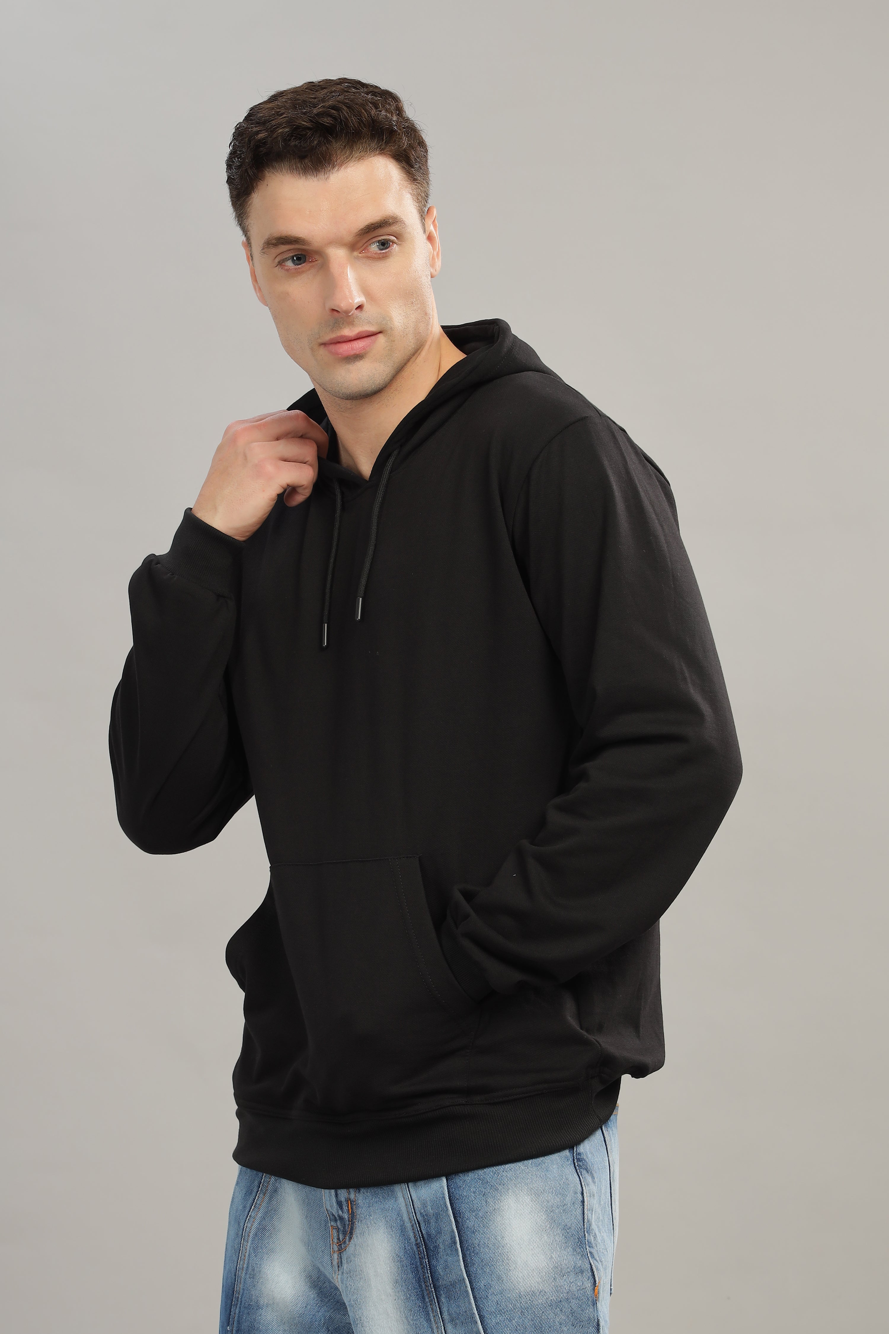 Spice Wardrobe Black Plain Hoodie for Men/Women || Casual Regular Wear Plain Solid Cotton Fleece Hoodie Sweatshirt