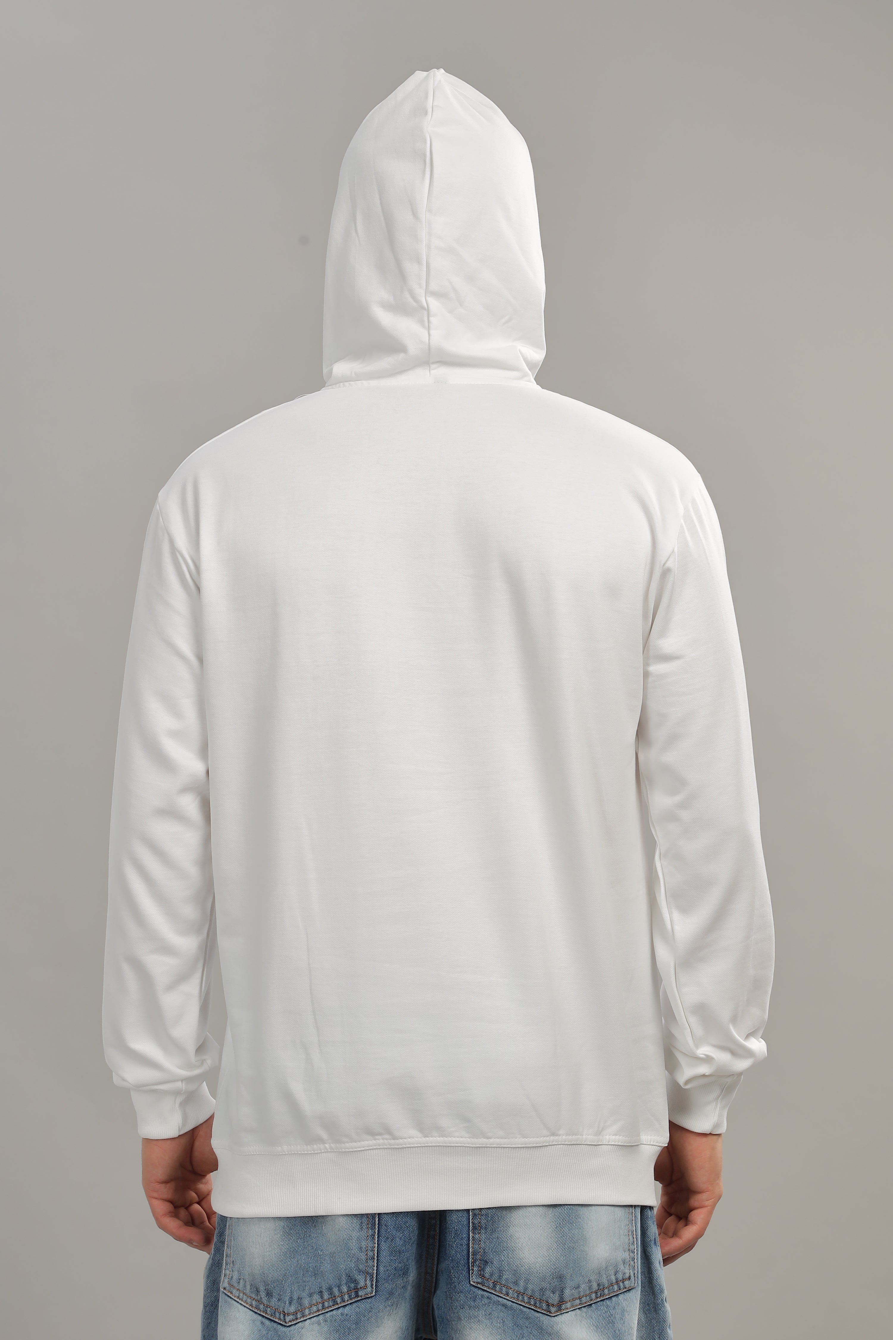 Spice Wardrobe White Printed Hoodie for Men/Women || Casual Regular Wear Printed Solid Cotton Fleece Hoodie Sweatshirt