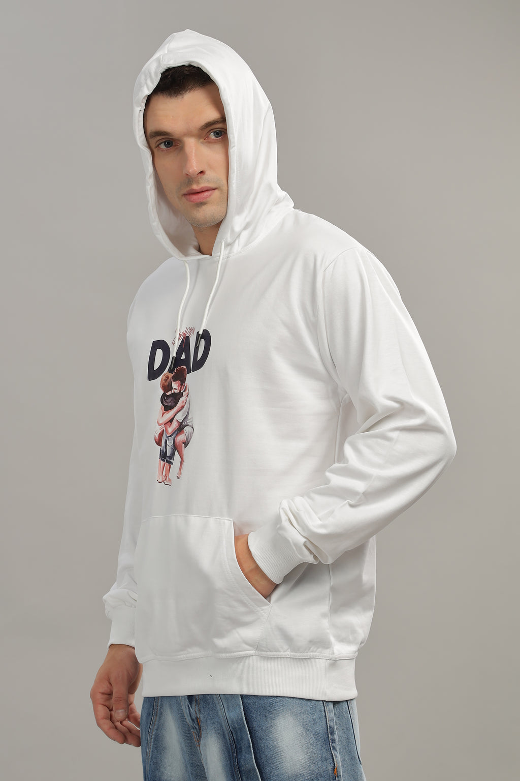 Spice Wardrobe White Printed Hoodie for Men/Women || Casual Regular Wear Printed Solid Cotton Fleece Hoodie Sweatshirt