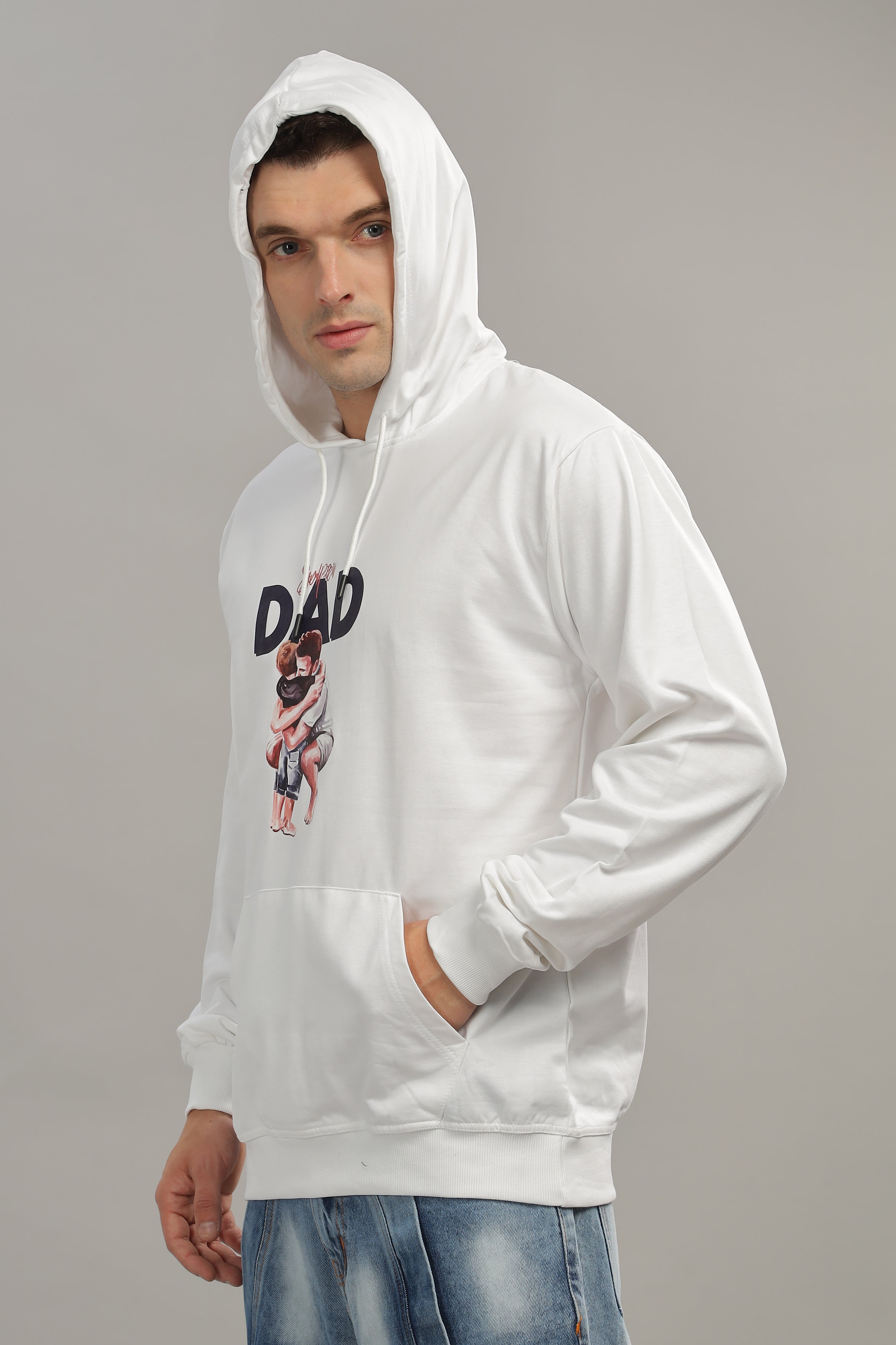 Spice Wardrobe White Printed Hoodie for Men/Women || Casual Regular Wear Printed Solid Cotton Fleece Hoodie Sweatshirt