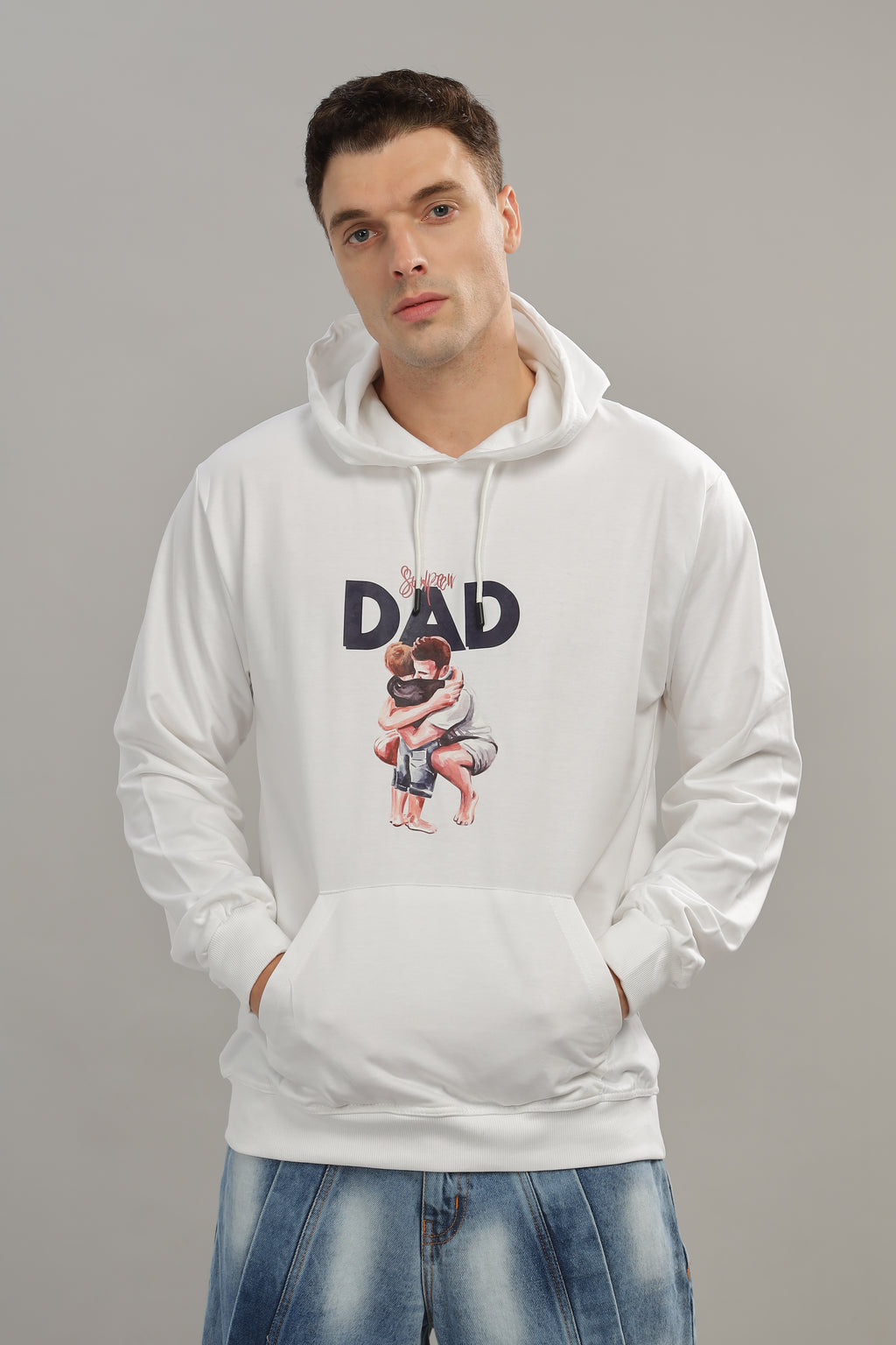 Spice Wardrobe White Printed Hoodie for Men/Women || Casual Regular Wear Printed Solid Cotton Fleece Hoodie Sweatshirt