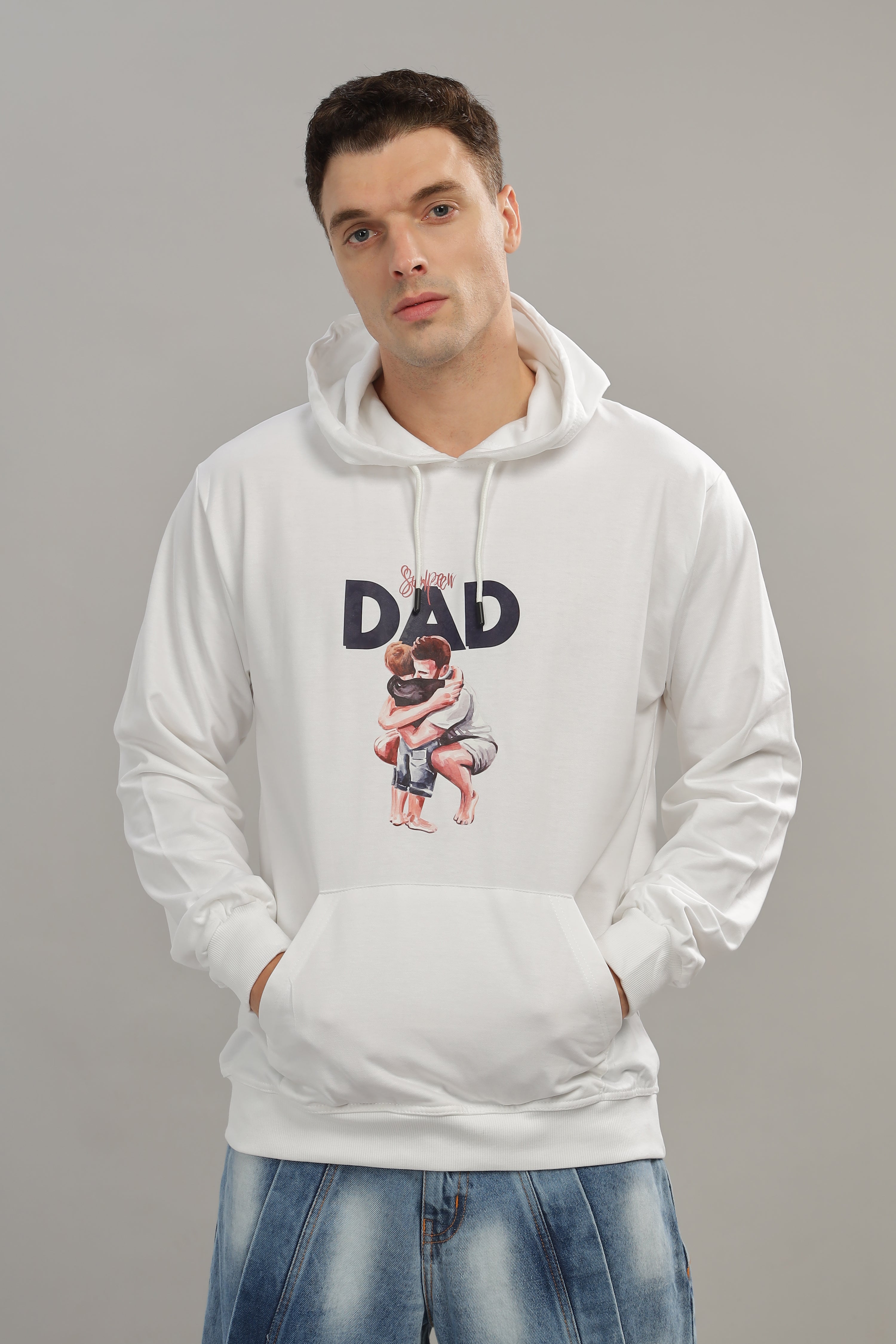 Spice Wardrobe White Printed Hoodie for Men/Women || Casual Regular Wear Printed Solid Cotton Fleece Hoodie Sweatshirt