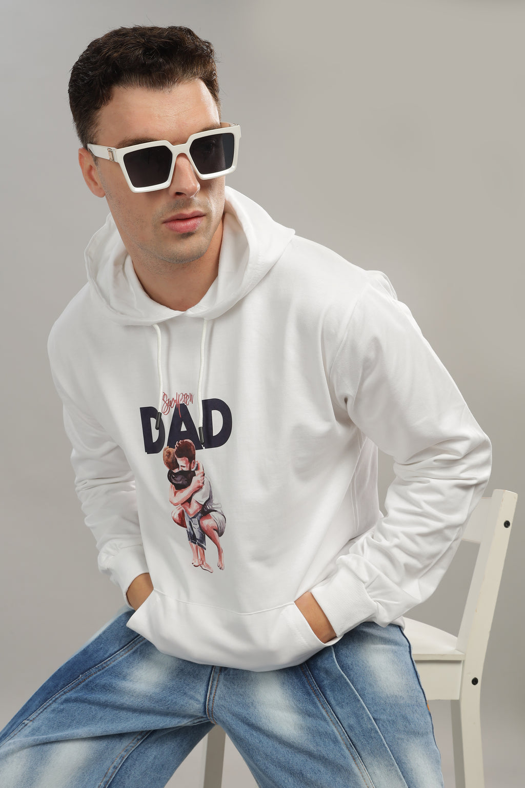Spice Wardrobe White Printed Hoodie for Men/Women || Casual Regular Wear Printed Solid Cotton Fleece Hoodie Sweatshirt