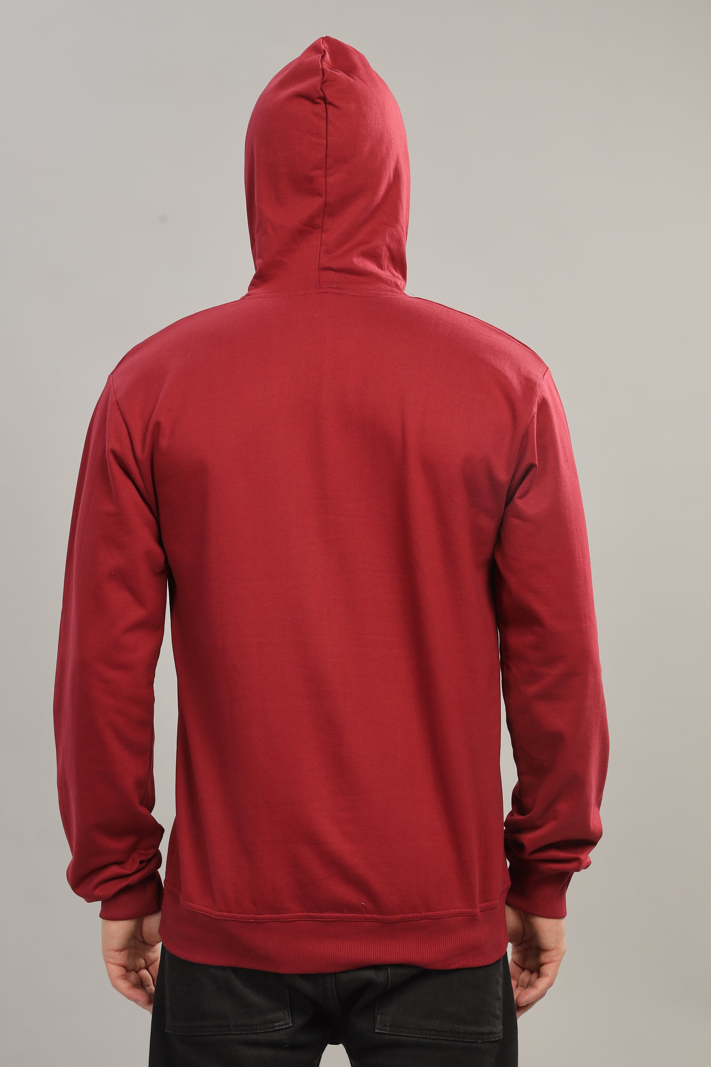 Spice Wardrobe Maroon Printed Hoodie for Men/Women || Casual Regular Wear Printed Solid Cotton Fleece Hoodie Sweatshirt