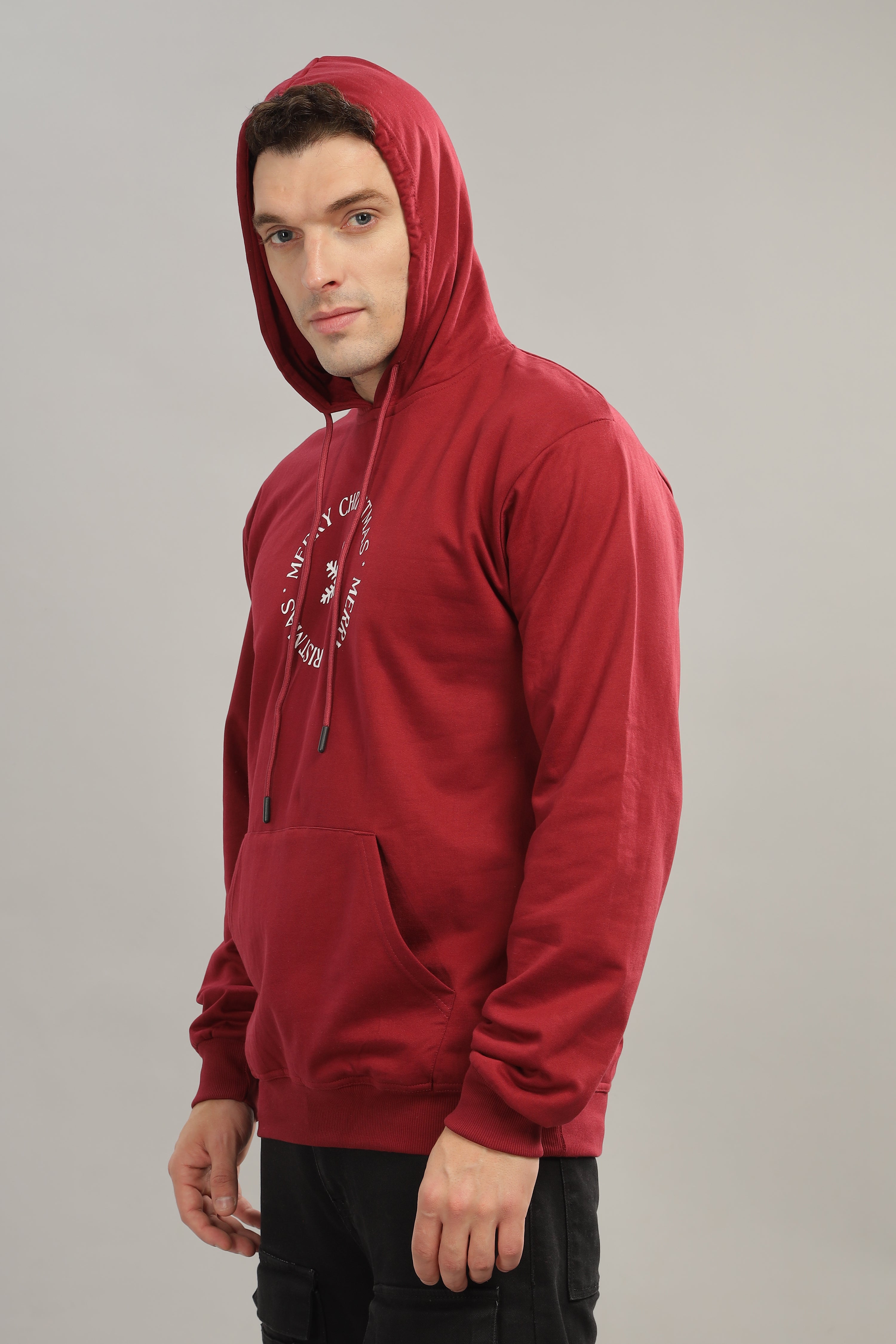Spice Wardrobe Maroon Printed Hoodie for Men/Women || Casual Regular Wear Printed Solid Cotton Fleece Hoodie Sweatshirt