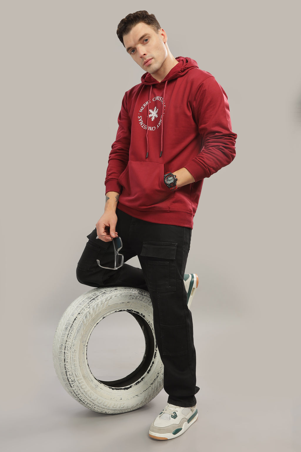 Spice Wardrobe Maroon Printed Hoodie for Men/Women || Casual Regular Wear Printed Solid Cotton Fleece Hoodie Sweatshirt