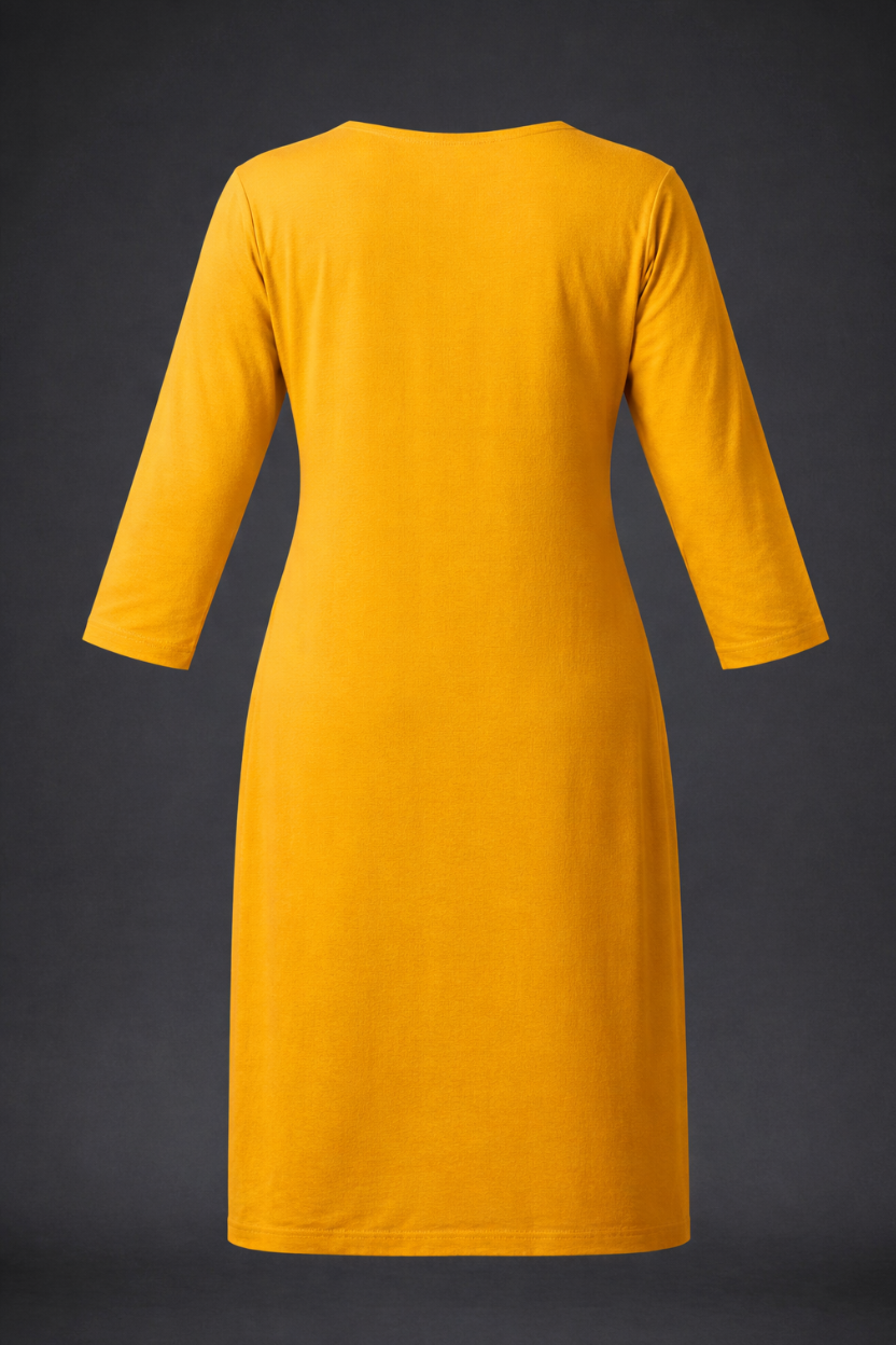 Women's Mustard Yellow Kurti | Premium 100% Cotton | Rich Ultra Soft Fabric | Solid Colour Printed
