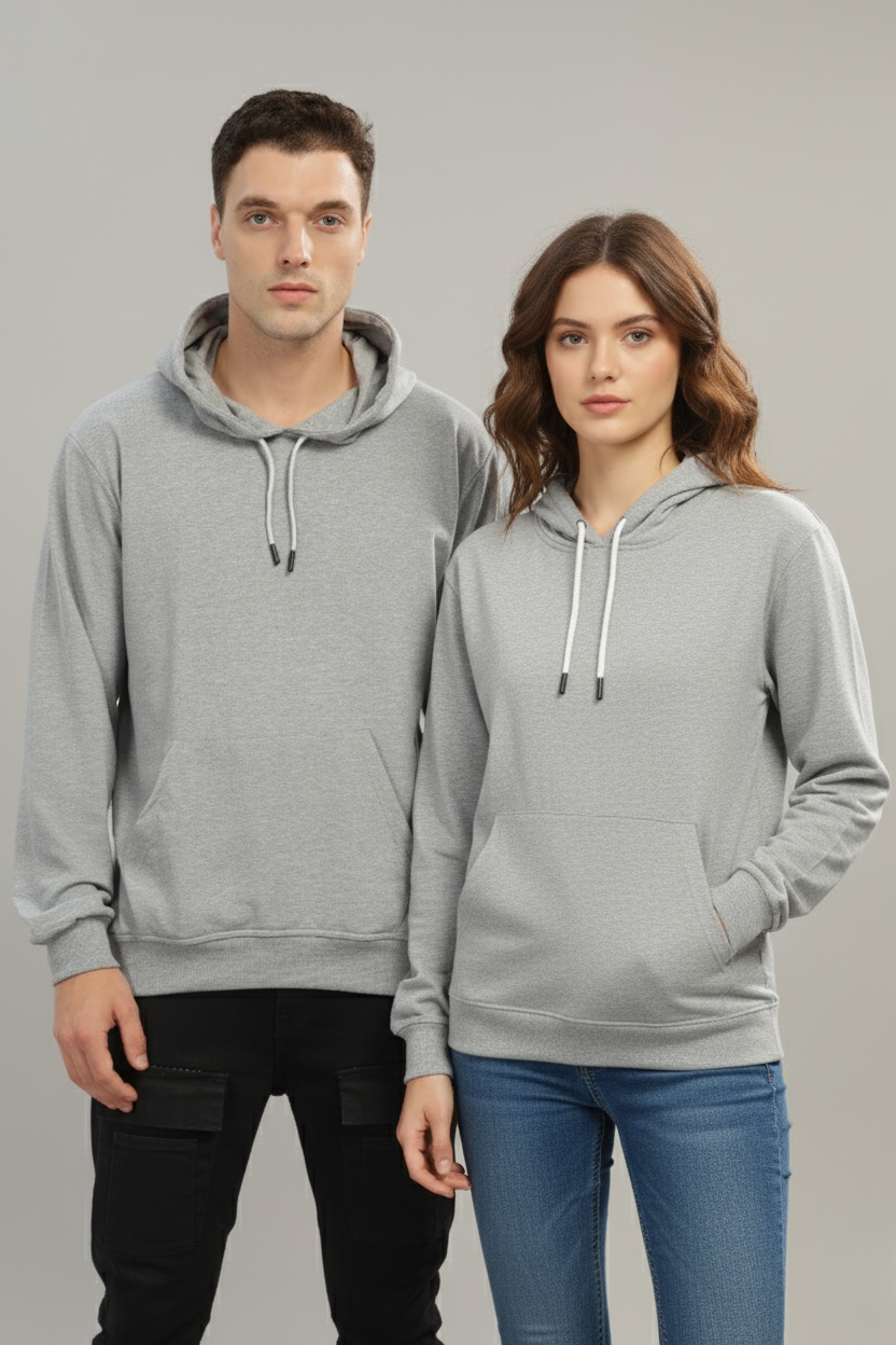 Spice Wardrobe Gray Plain Hoodie for Men/Women || Casual Regular Wear Plain Solid Cotton Fleece Hoodie Sweatshirt