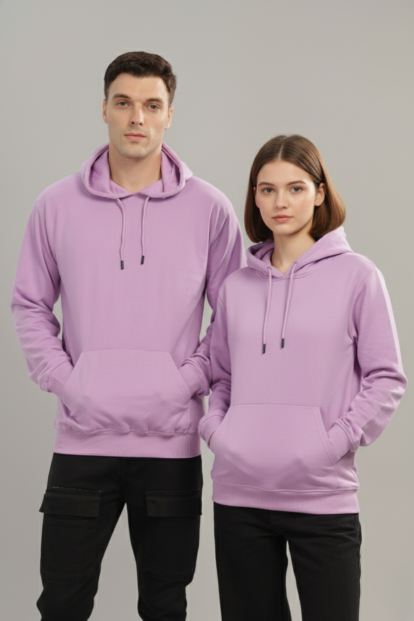 Spice Wardrobe Lavender Plain Hoodie for Men/Women || Casual Regular Wear Plain Solid Cotton Fleece Hoodie Sweatshirt