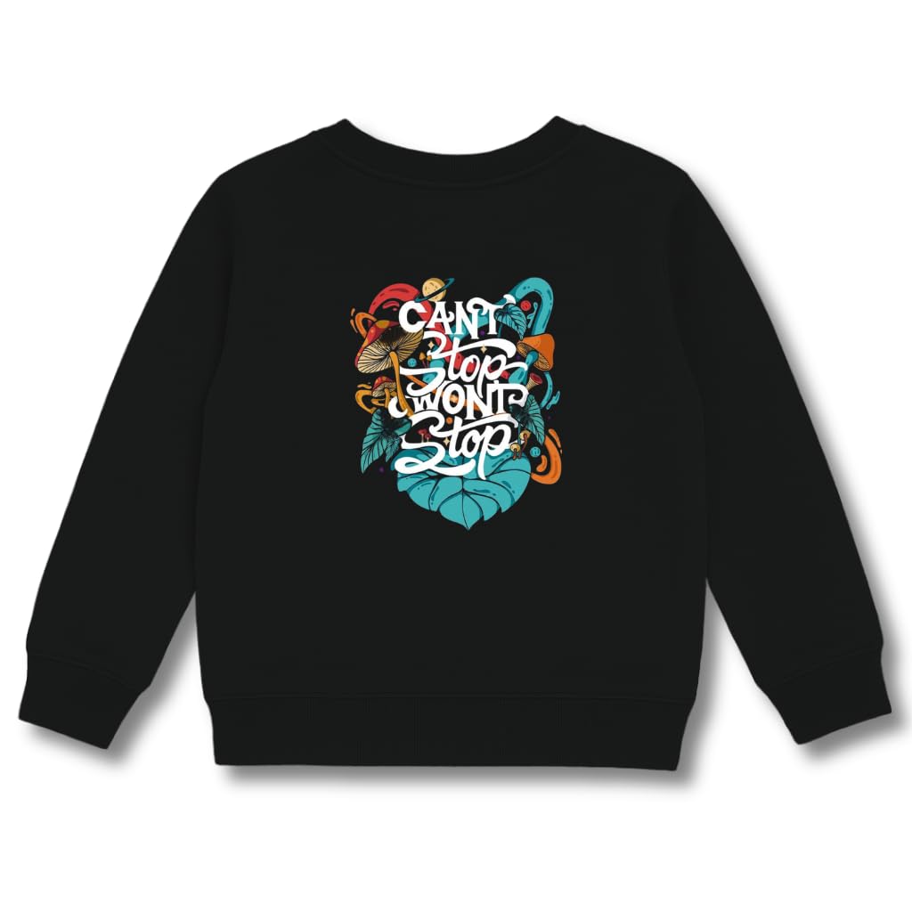 Spice Wardrobe Kids Black Round Neck Sweat Shirts | Premium 100% Cotton | Rich Ultra Soft Fabric | Comfortable Solid Color Printed Sweat Shirts for Boys and Girls
