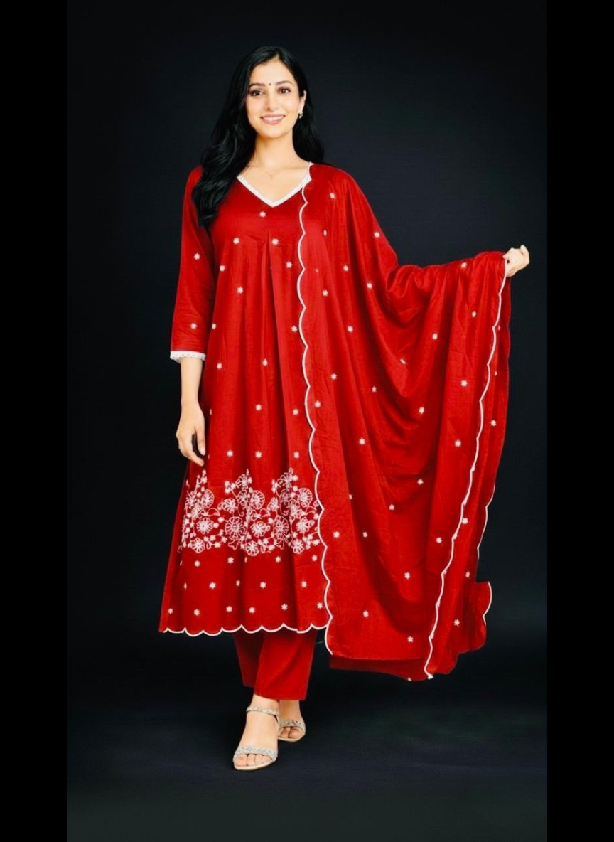Spice Wardrobe Elegant  Printed Cotton Frock Suit