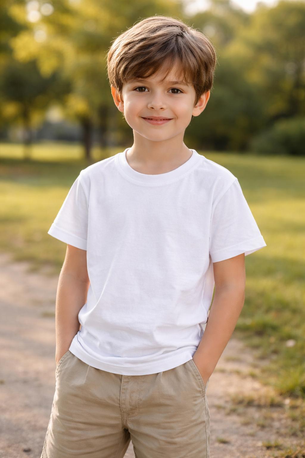 Spice Wardrobe Kids Half Sleeve Plain Cotton T-Shirt, White , Crew Neck
