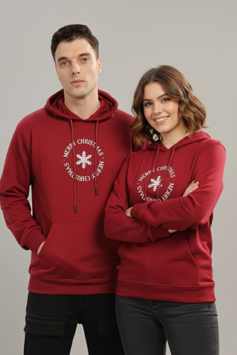 Spice Wardrobe Maroon Printed Hoodie for Men/Women || Casual Regular Wear Printed Solid Cotton Fleece Hoodie Sweatshirt