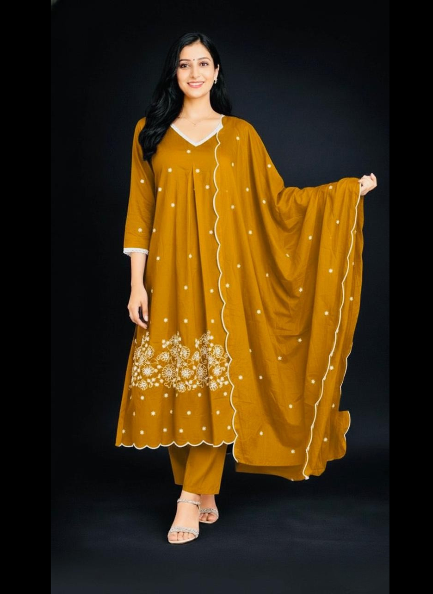 Spice Wardrobe Elegant  Printed Cotton Frock Suit