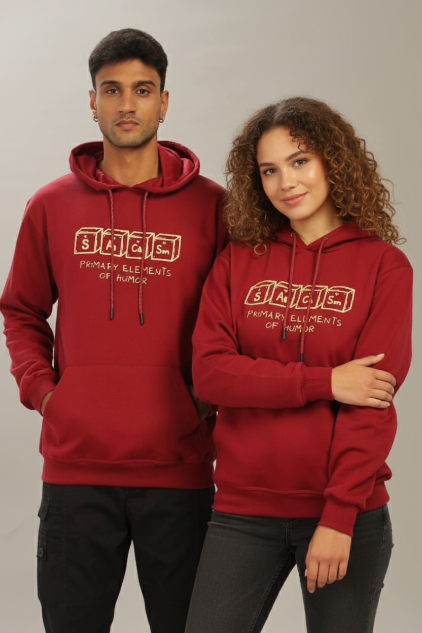 Spice Wardrobe Maroon Printed Hoodie for Men/Women || Casual Regular Wear Printed Solid Cotton Fleece Hoodie Sweatshirt