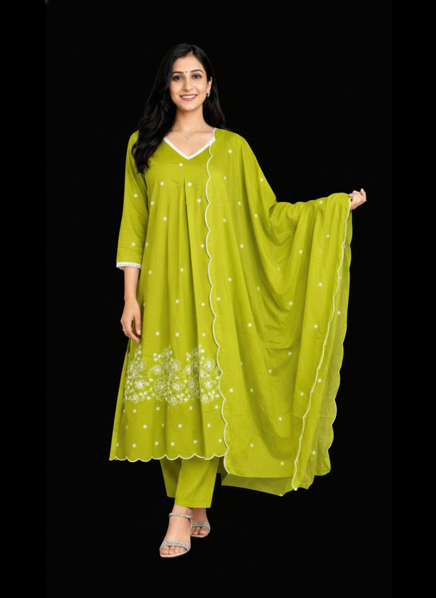 Spice Wardrobe Elegant  Printed Cotton Frock Suit