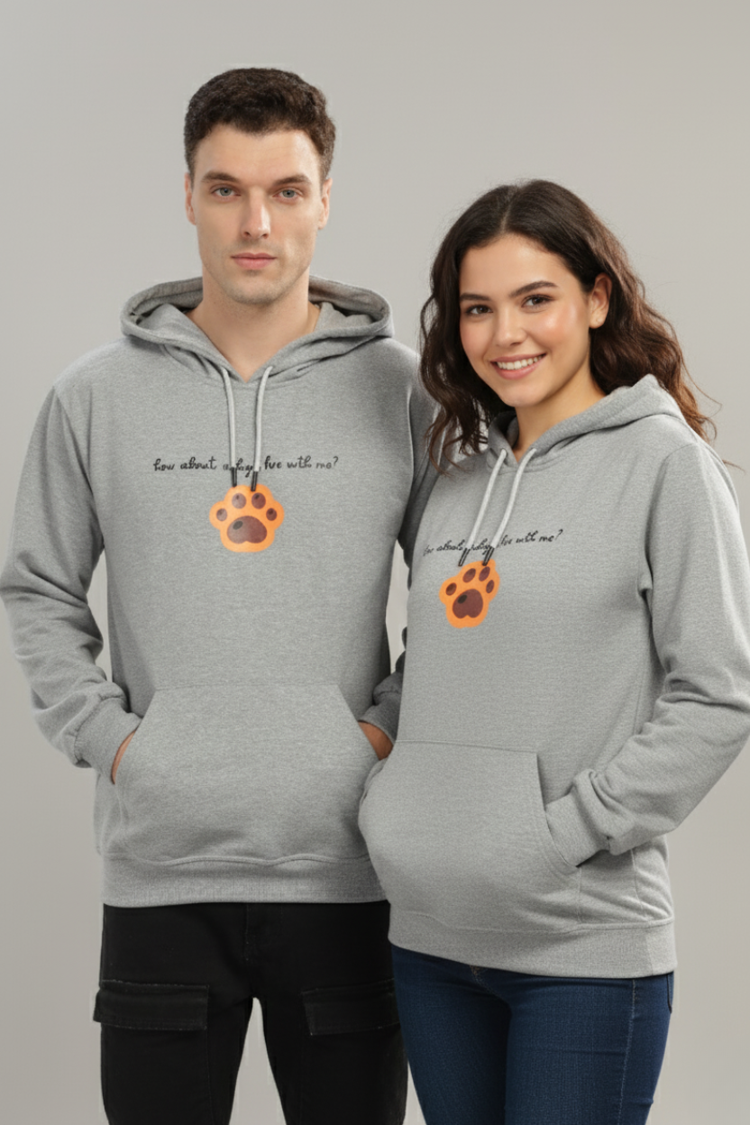 Spice Wardrobe Grey Printed Hoodie for Men/Women || Casual Regular Wear Printed Solid Cotton Fleece Hoodie Sweatshirt