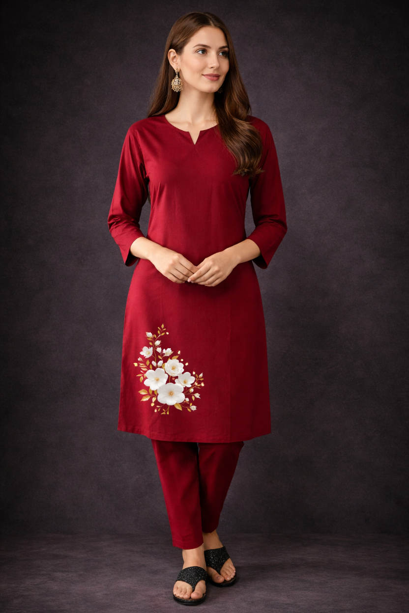 Women's Maroon Pant | Premium 100% Cotton | Rich Ultra Soft Fabric | Solid Colour Printed