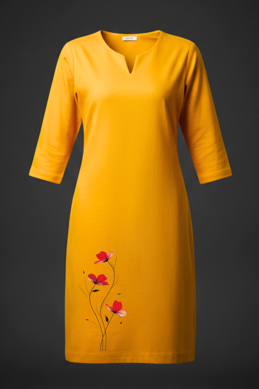 Women's Mustard Yellow Kurti | Premium 100% Cotton | Rich Ultra Soft Fabric | Solid Colour