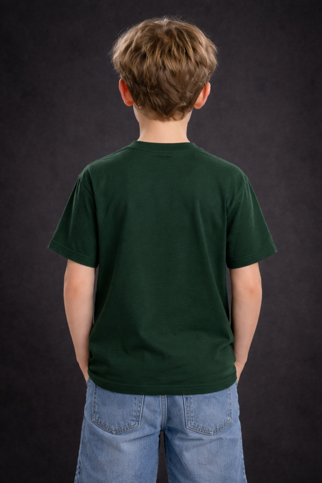 Spice Wardrobe Kids Half Sleeve Plain Cotton T-Shirt, Bottle Green, Crew Neck