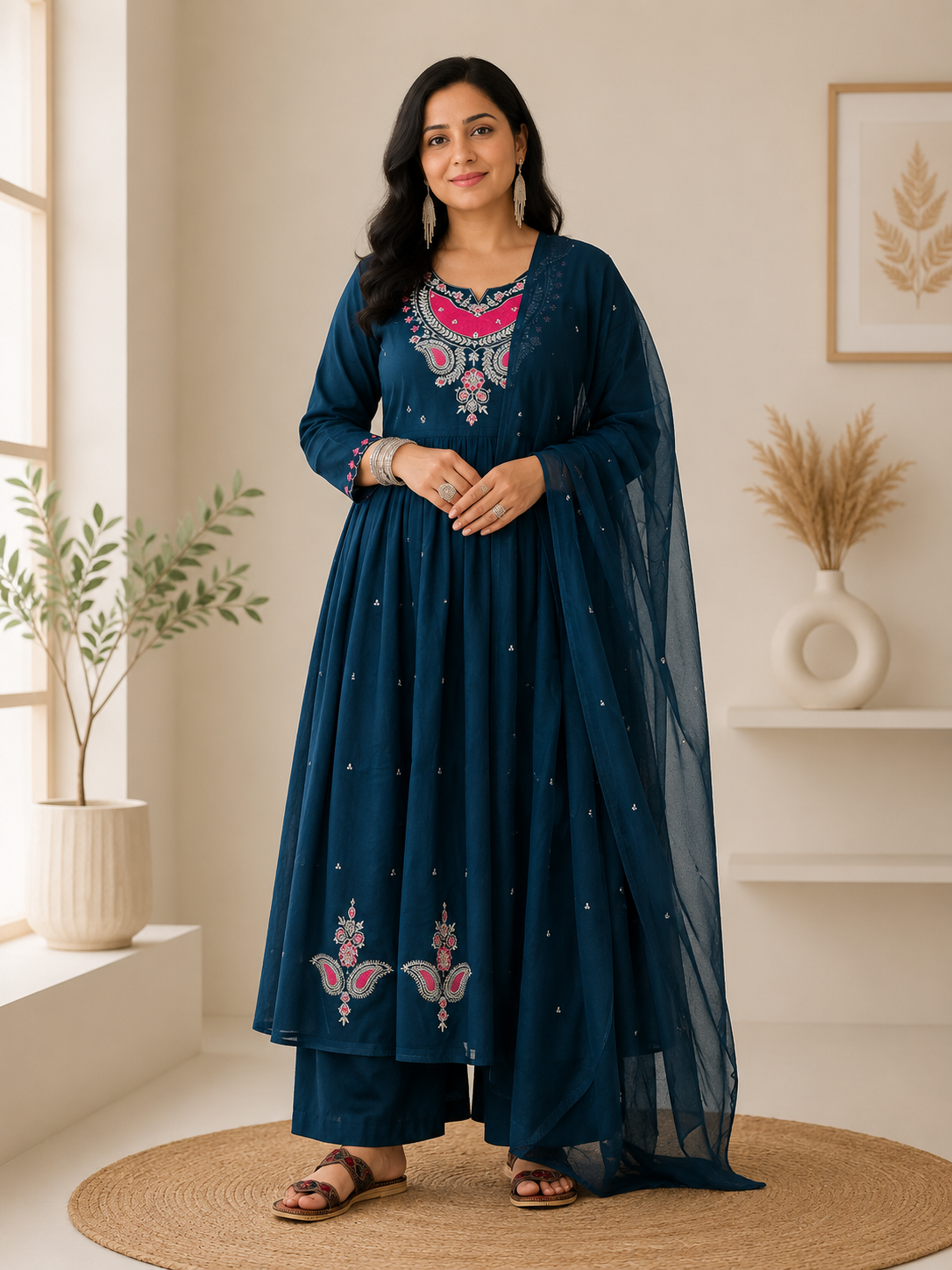 Spice Wardrobe Elegant Blue Cotton Suit