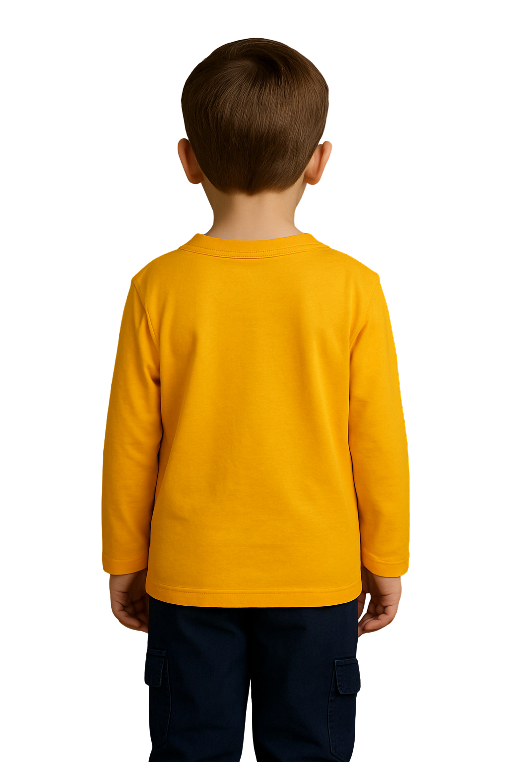 Spice Wardrobe Kids Full Sleeve Plain Cotton T-Shirt, Mustard, Crew Neck