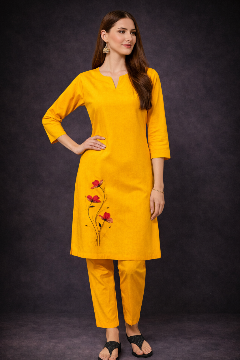 Women's Mustard Yellow Kurti | Premium 100% Cotton | Rich Ultra Soft Fabric | Solid Colour